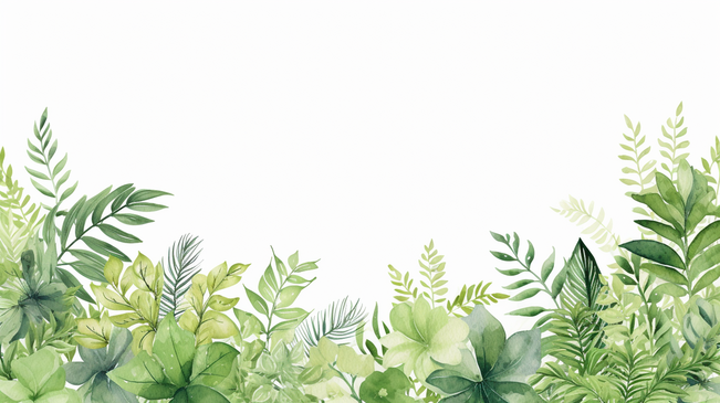 手绘绿植叶子花卉枝叶水彩自然背景图片
