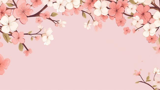 带有粉色审美背景上花卉涂鸦的花卉图片框矢量图。图片
