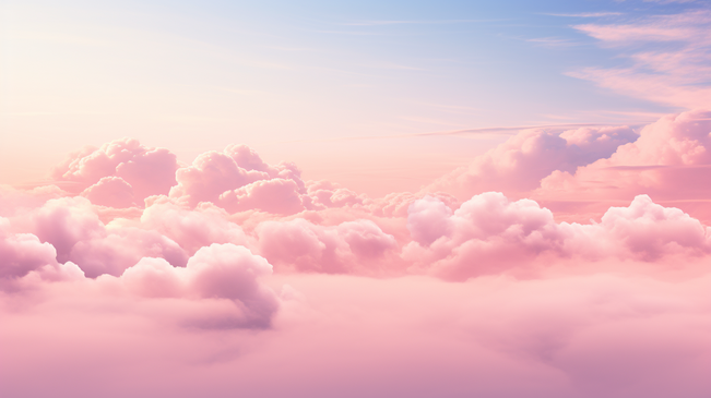柔软的粉色云朵纹理营造出神奇的桃色天空。图片