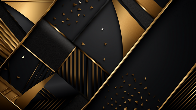 华丽的黑金纸剪风格背景，配有闪光和光影效果，是颁奖典礼、正式邀请或证书设计的高级黑金背景。图片