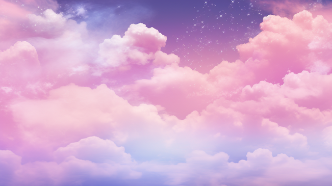 全息幻想彩虹独角兽背景带有云彩。柔和的色彩天空。神奇的景观，抽象的神奇图案。可爱的糖果壁纸。矢量。图片
