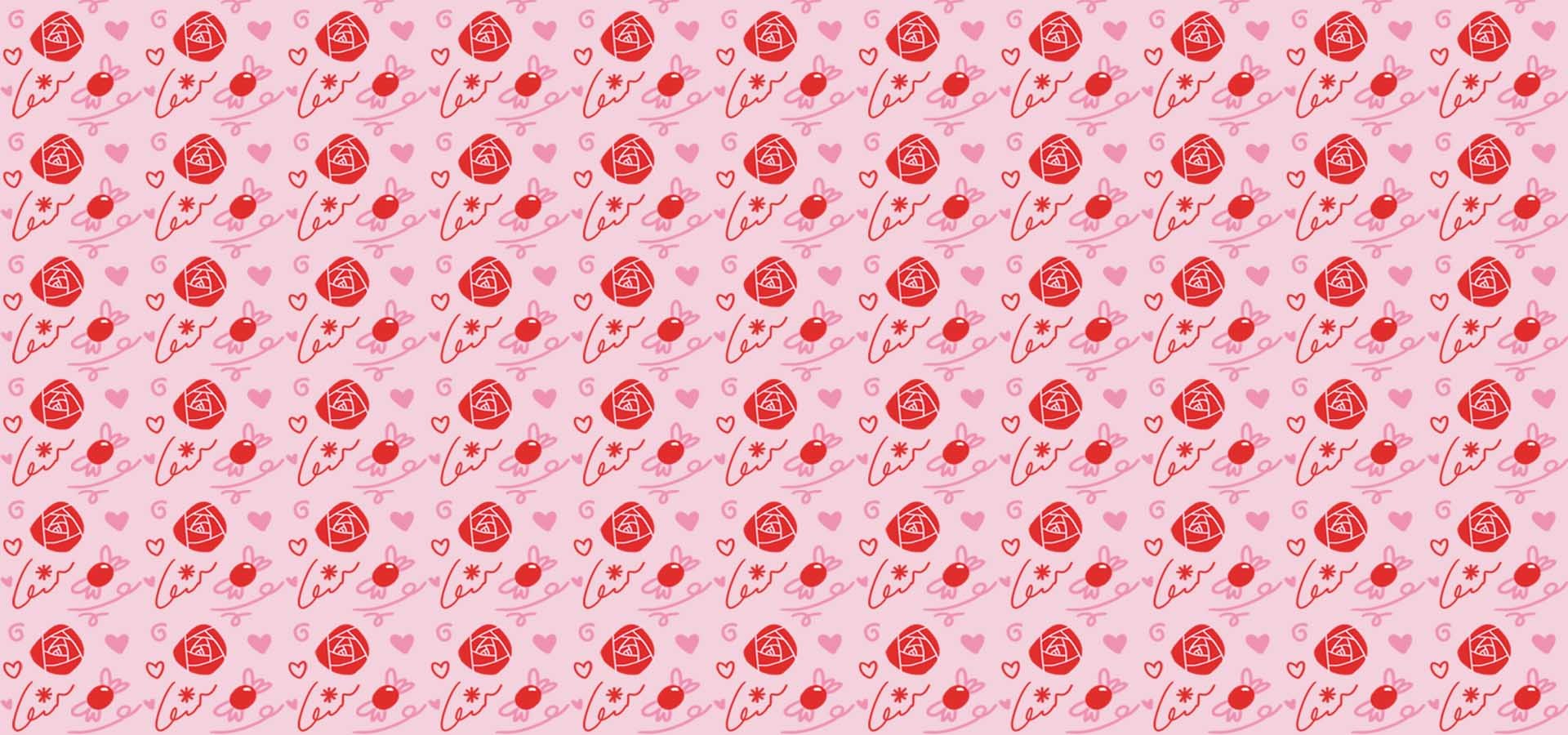 红色玫瑰花糖果粉色爱心情人节背景图片