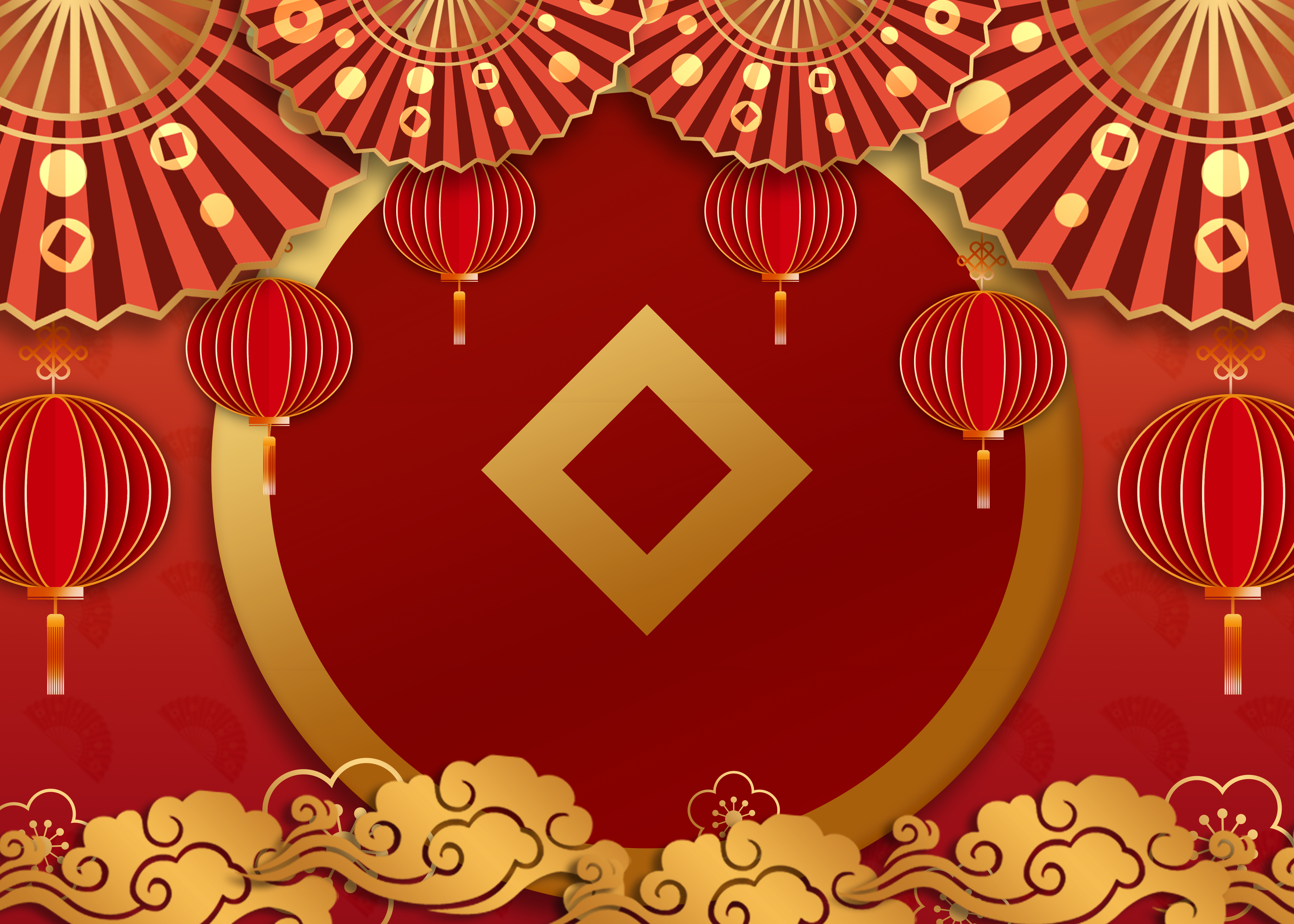 新年中国风格金色描边背景图片