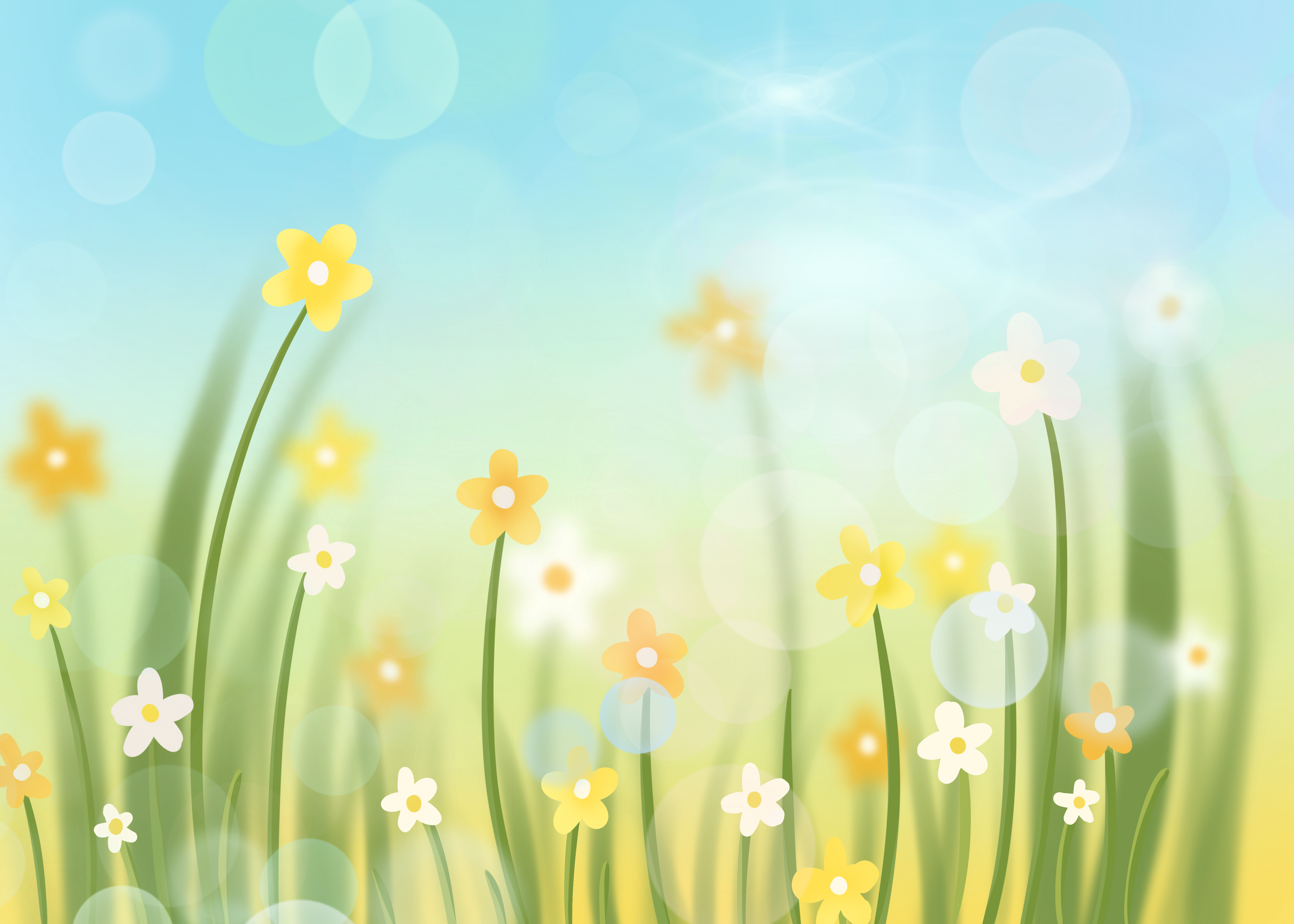春天阳光下花丛背景图片