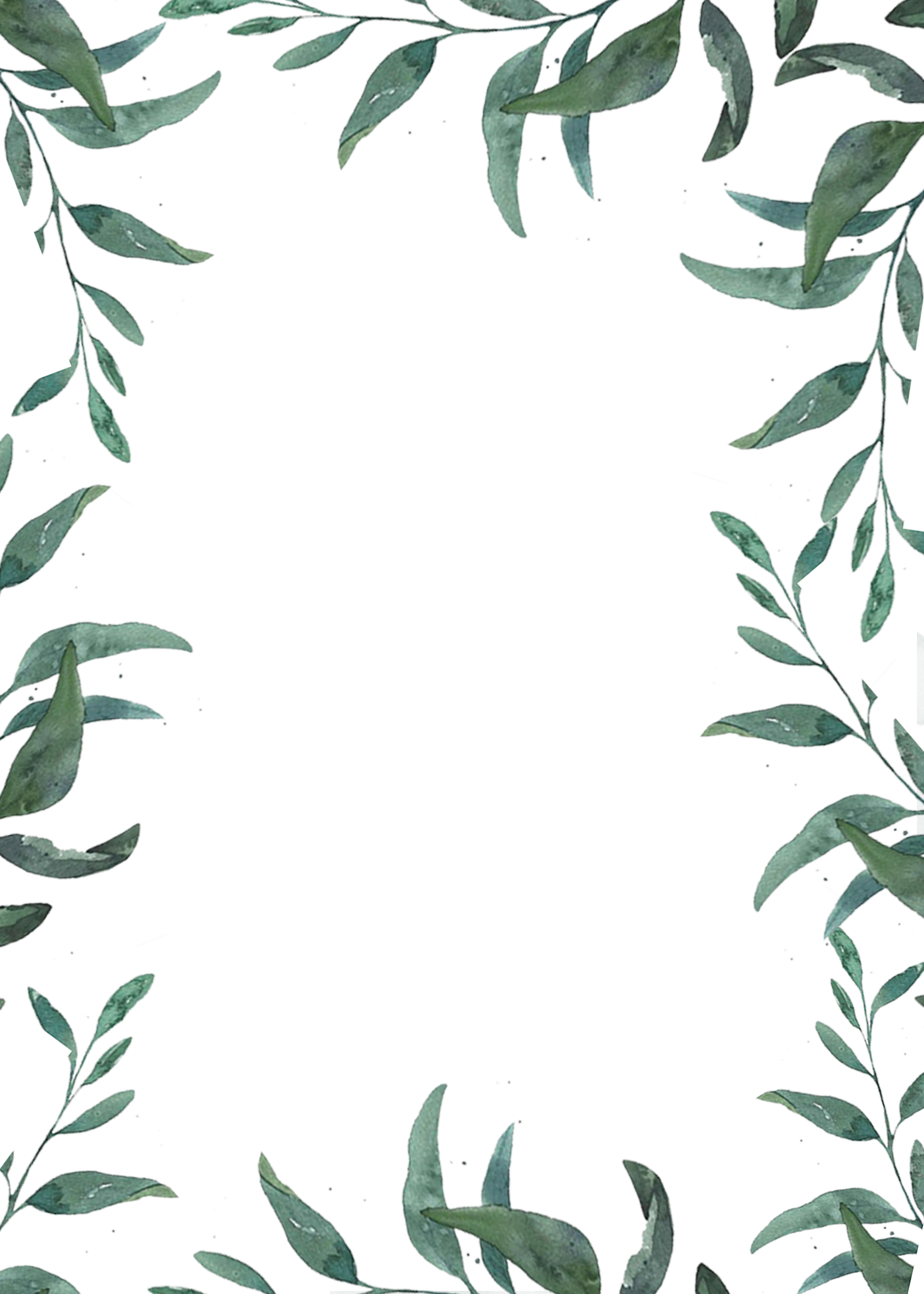 绿色树叶边框白底森系背景图片