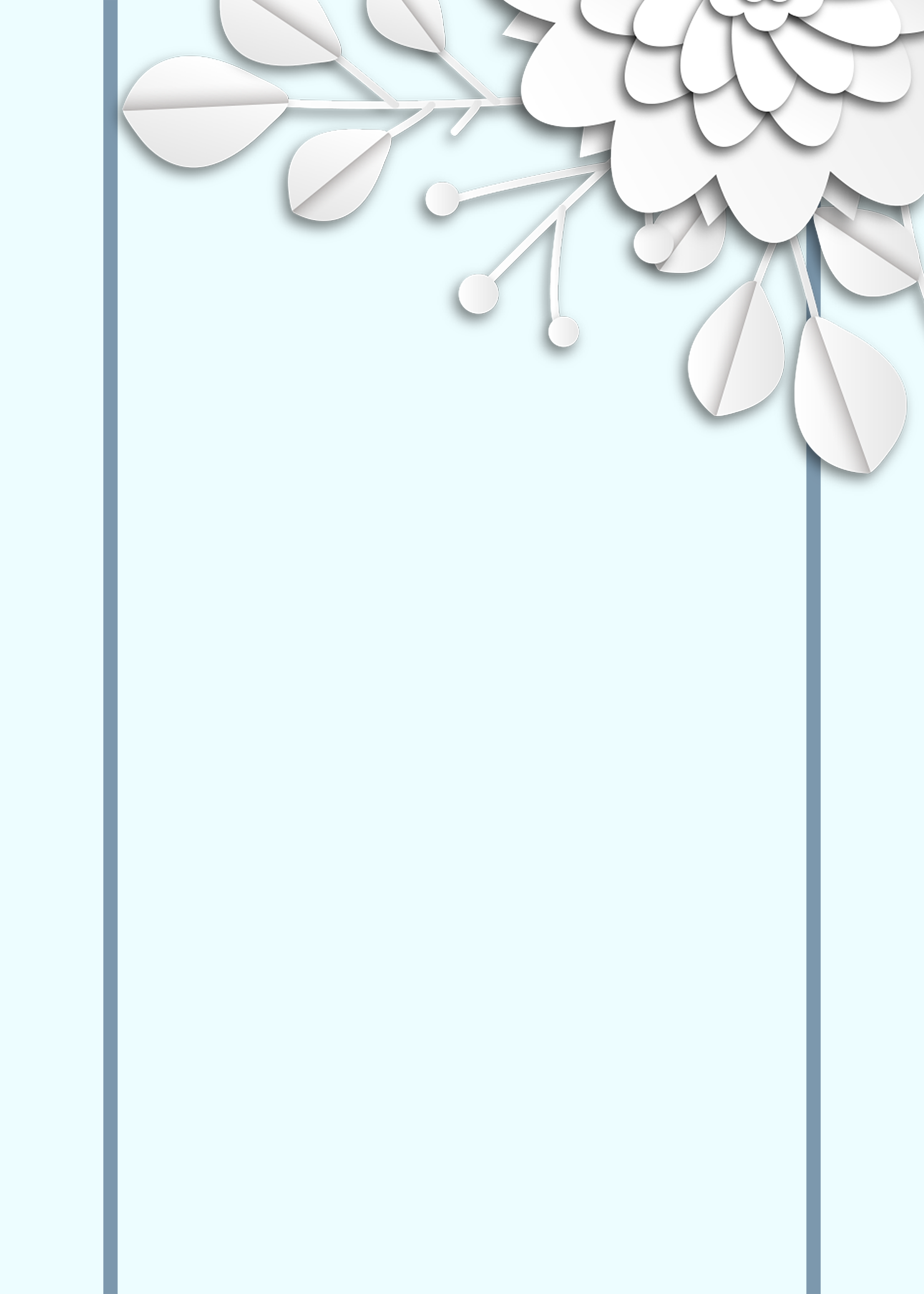 浅蓝色传统白色花卉立体背景图片