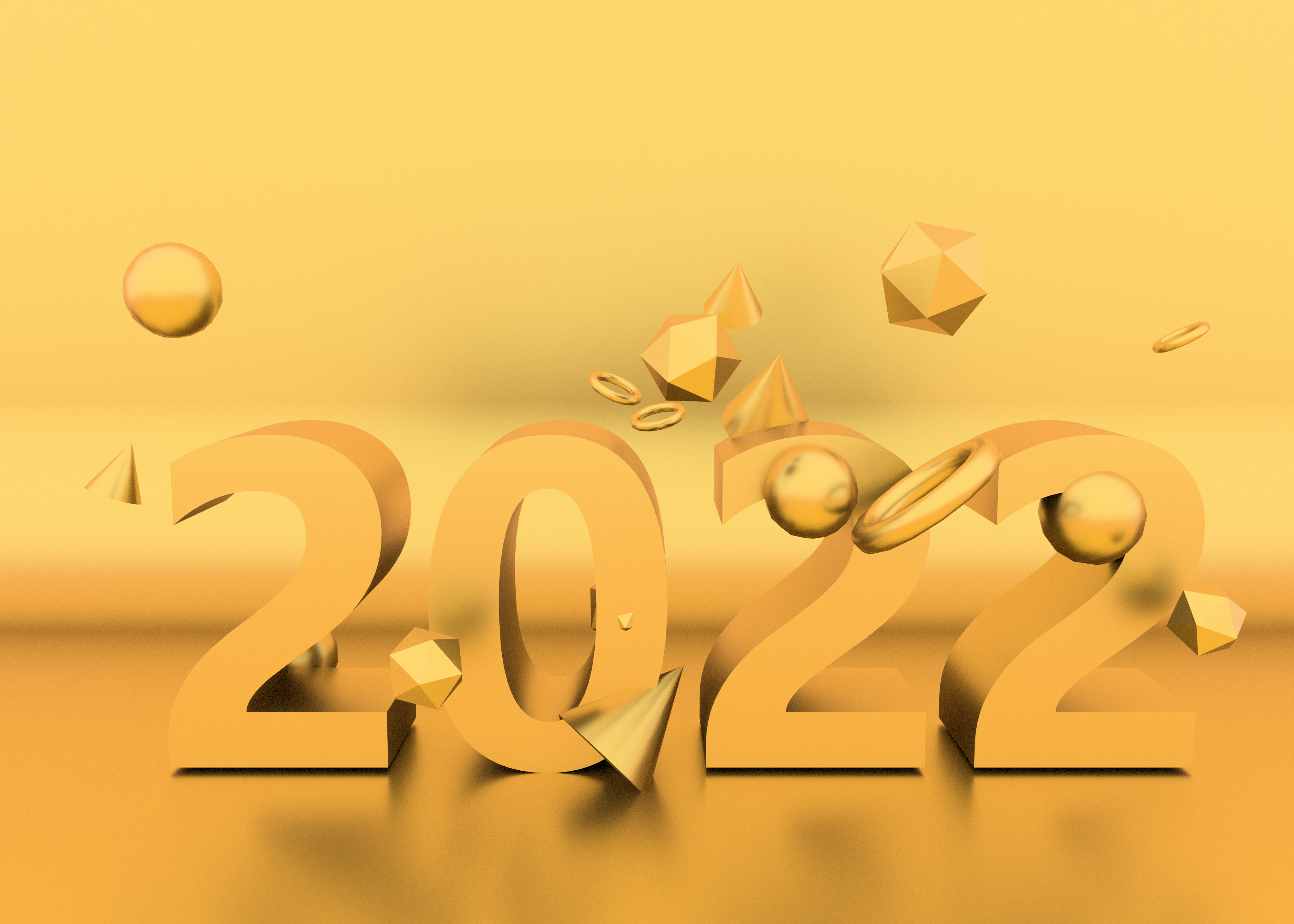 3d新年快乐2022黄金质感几何图片