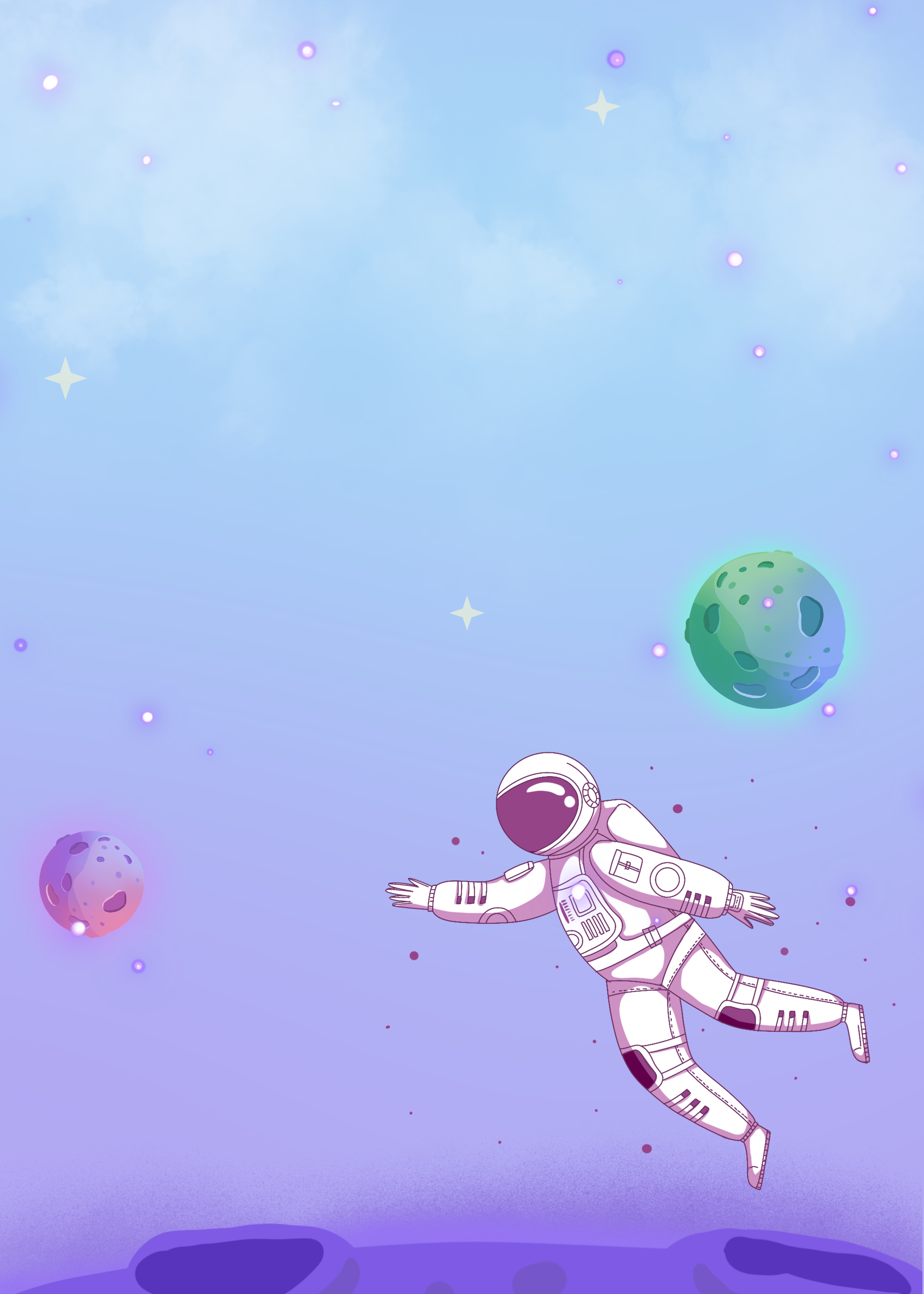 宇宙星空宇航员紫色渐变背景图片