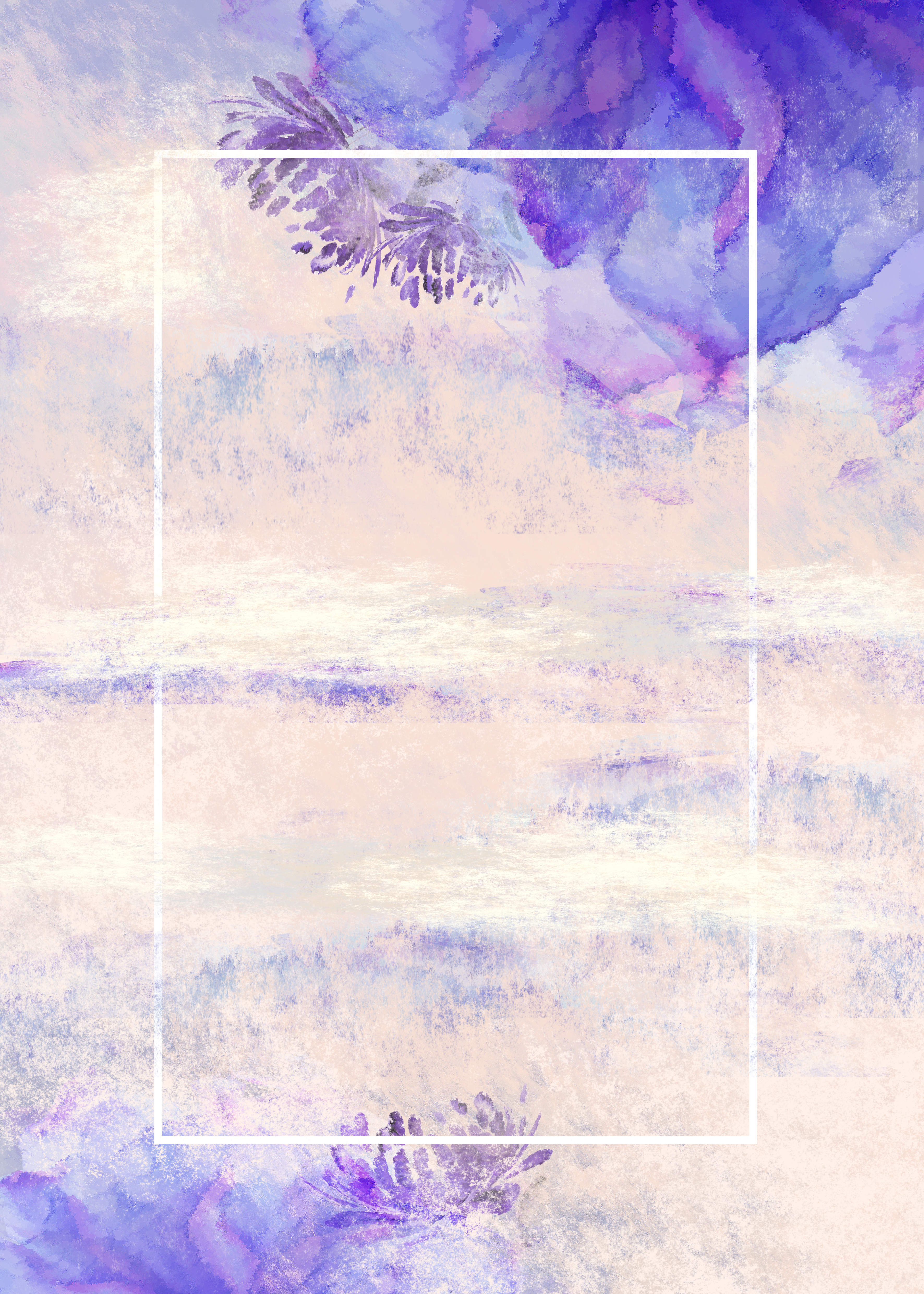 紫色抽象花朵油画花卉边框壁纸背景图片