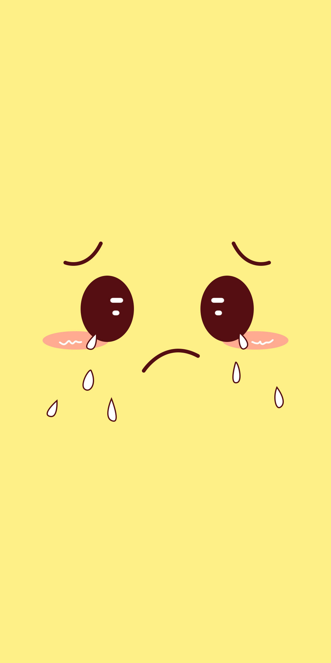 黄色委屈眼泪卡通可爱的表情手机壁纸背景图片