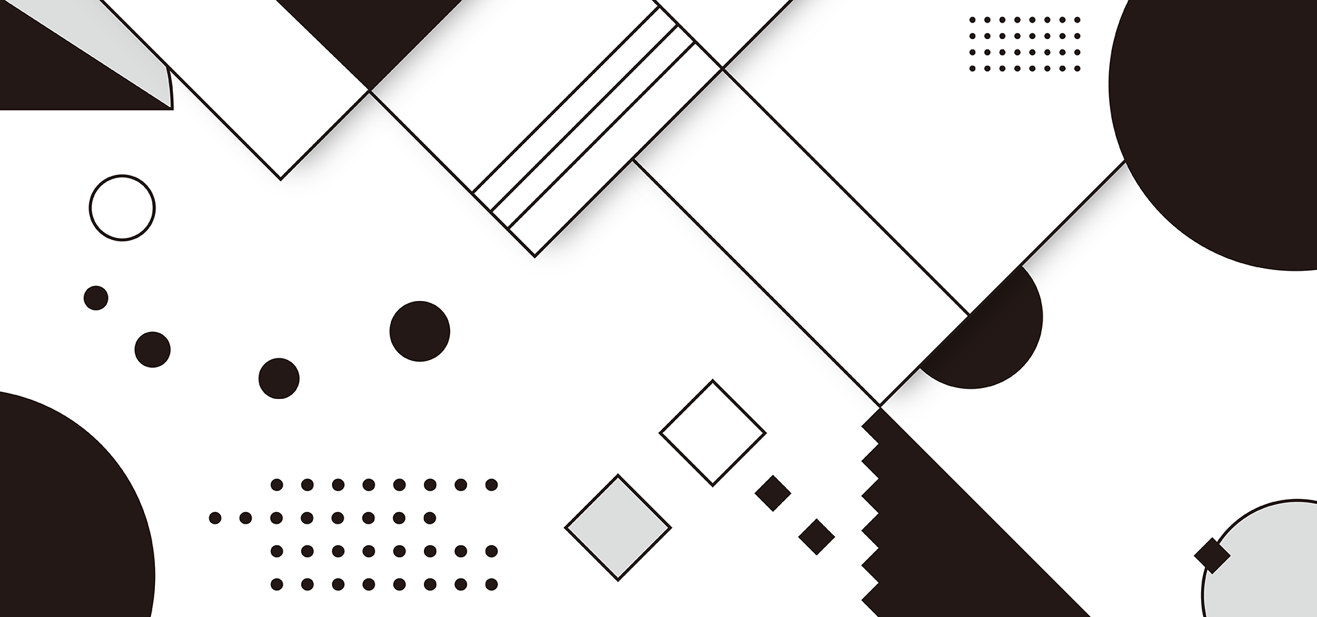 孟菲斯抽象黑白几何黑色线条圆点白色背景图片