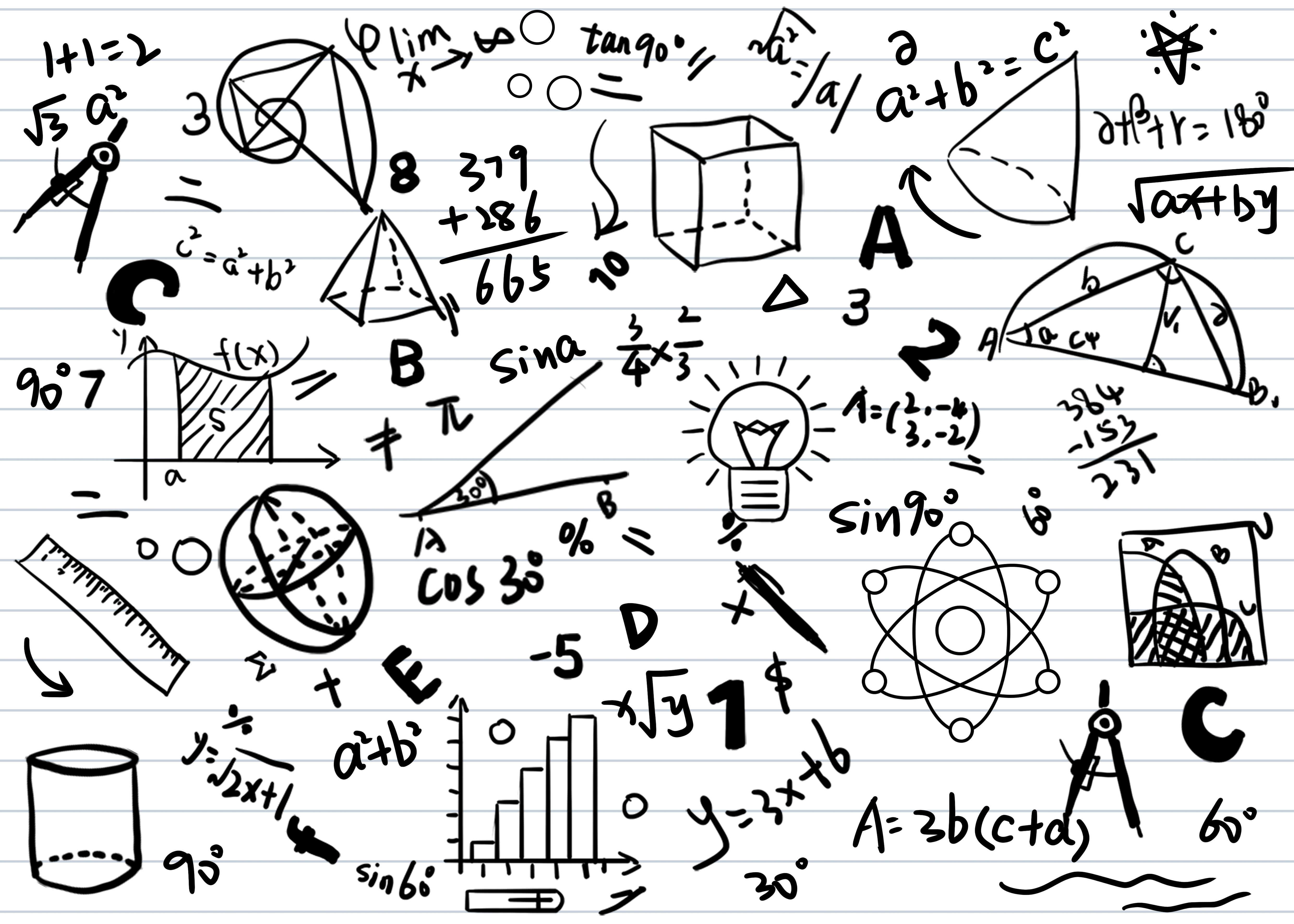 黑色几何图形教育数学公式背景图片