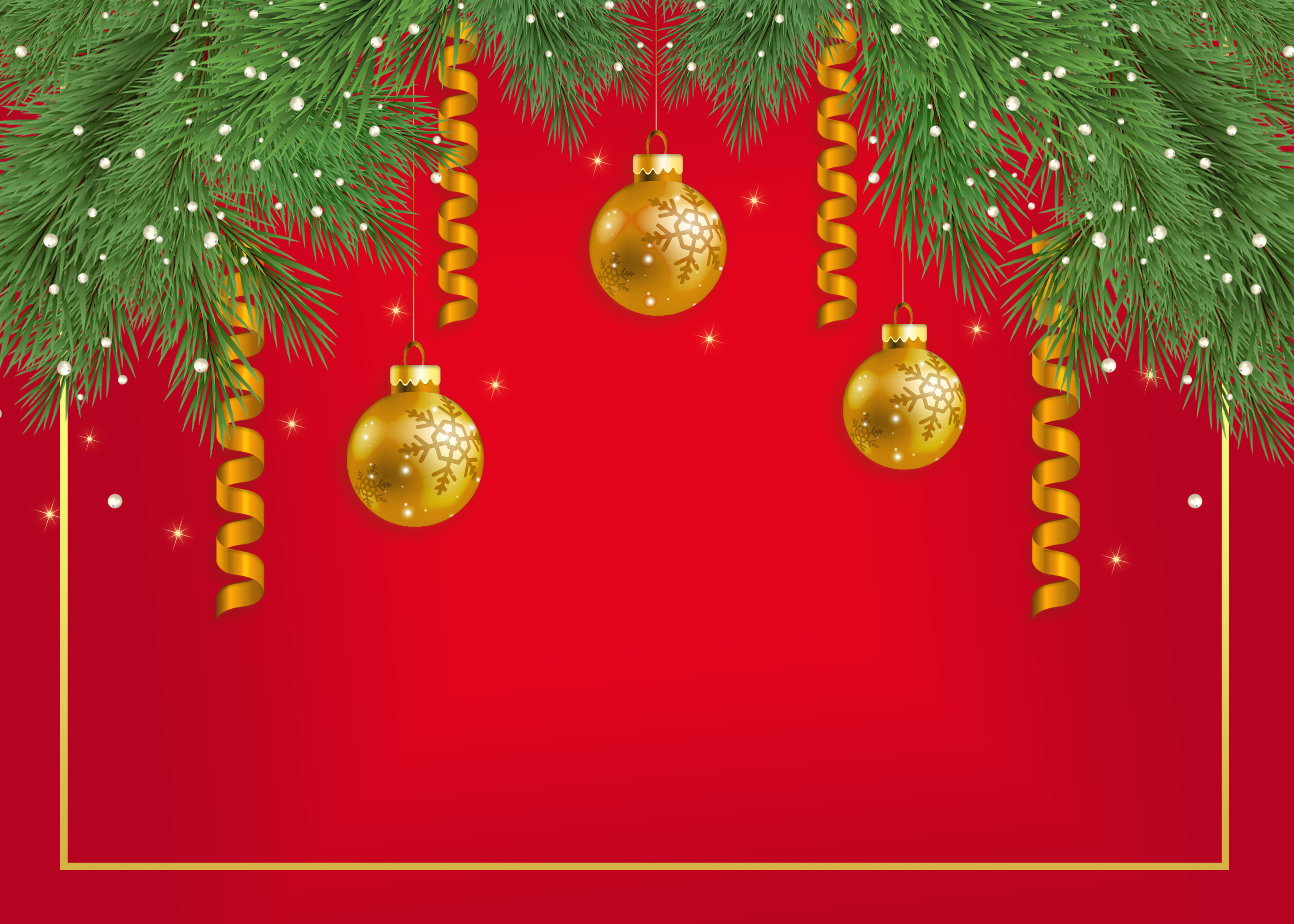 圣诞节金色装饰红色背景图片