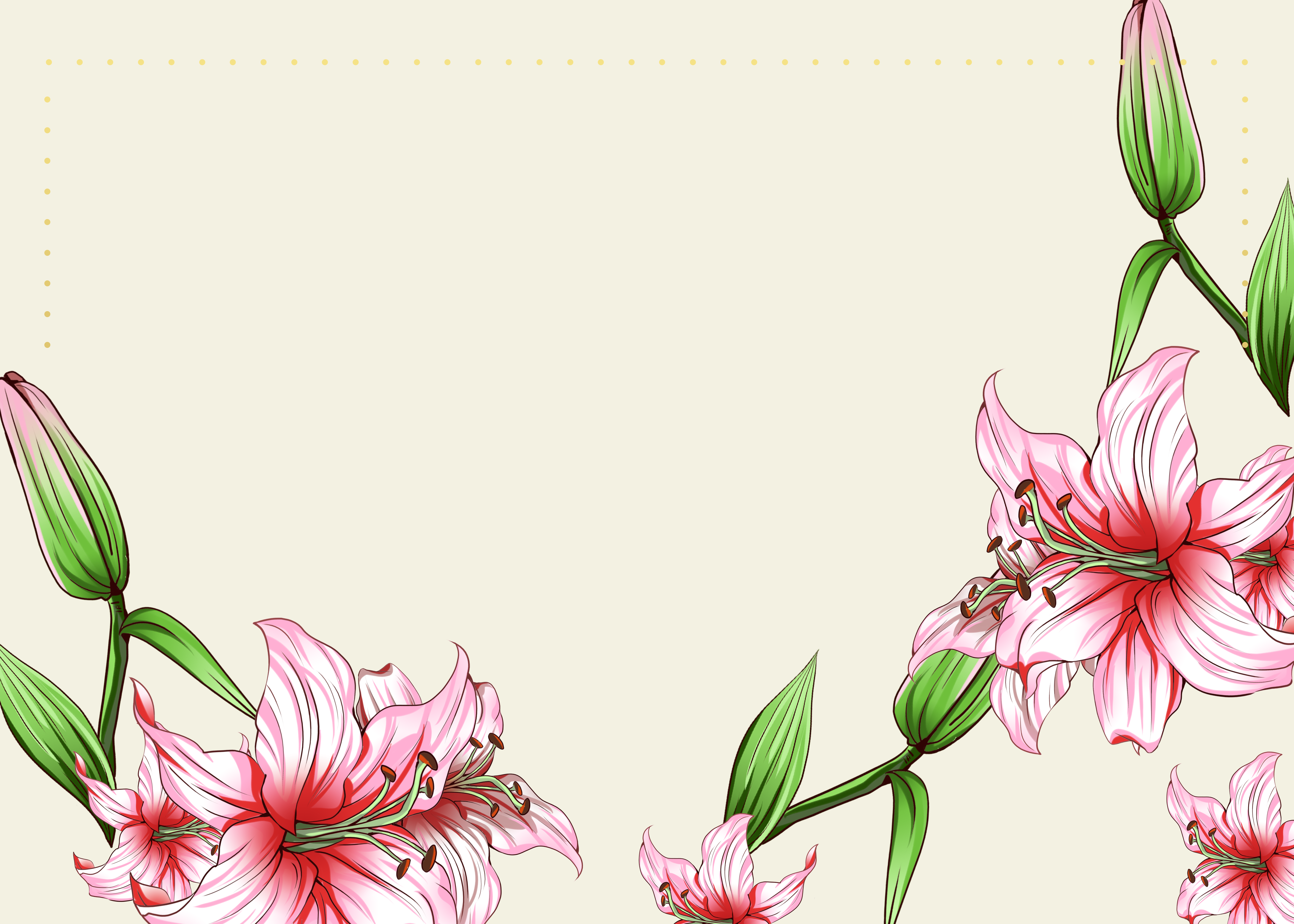 水彩百合花卉植物背景图片