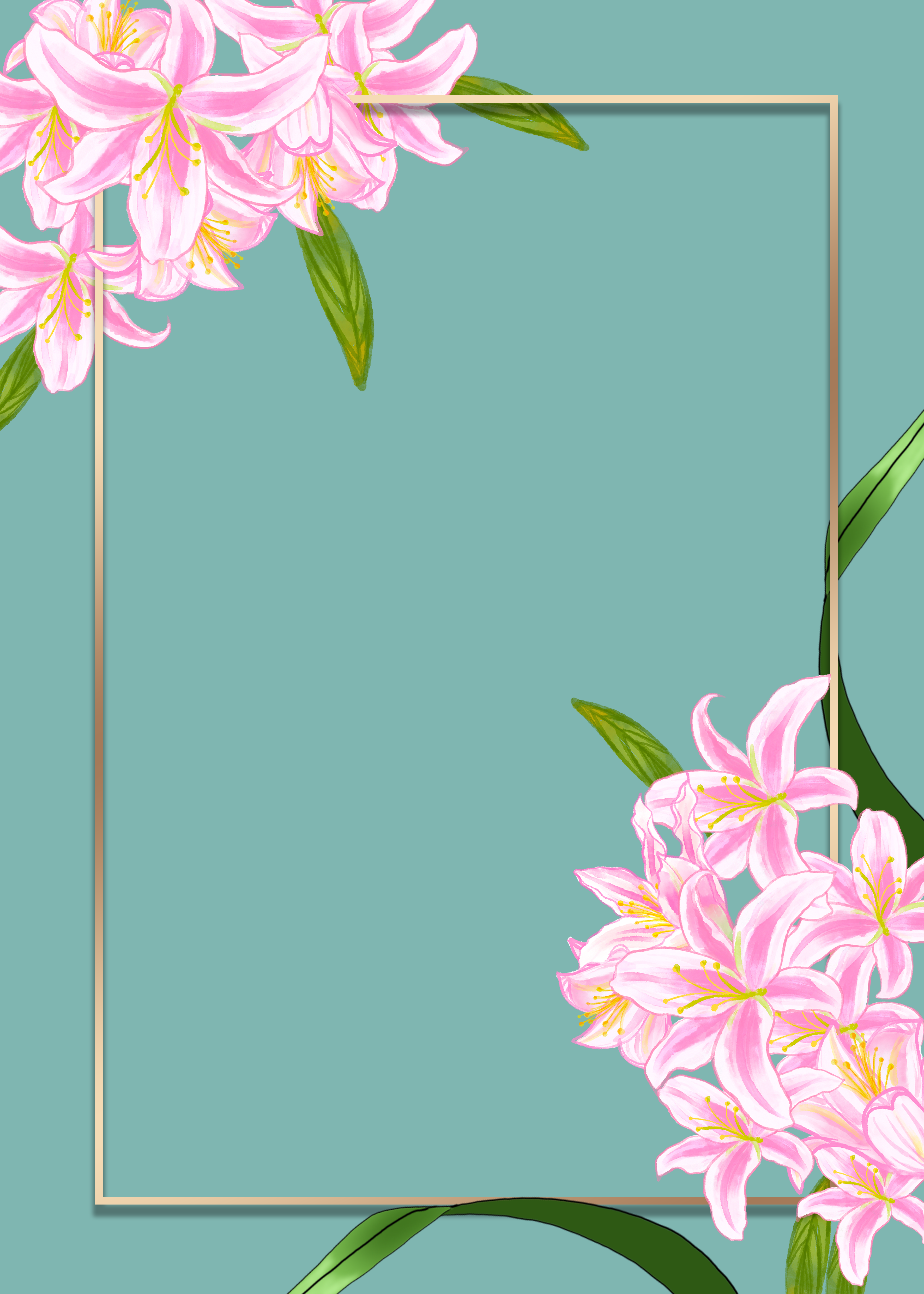 水彩百合花朵花卉植物背景图片