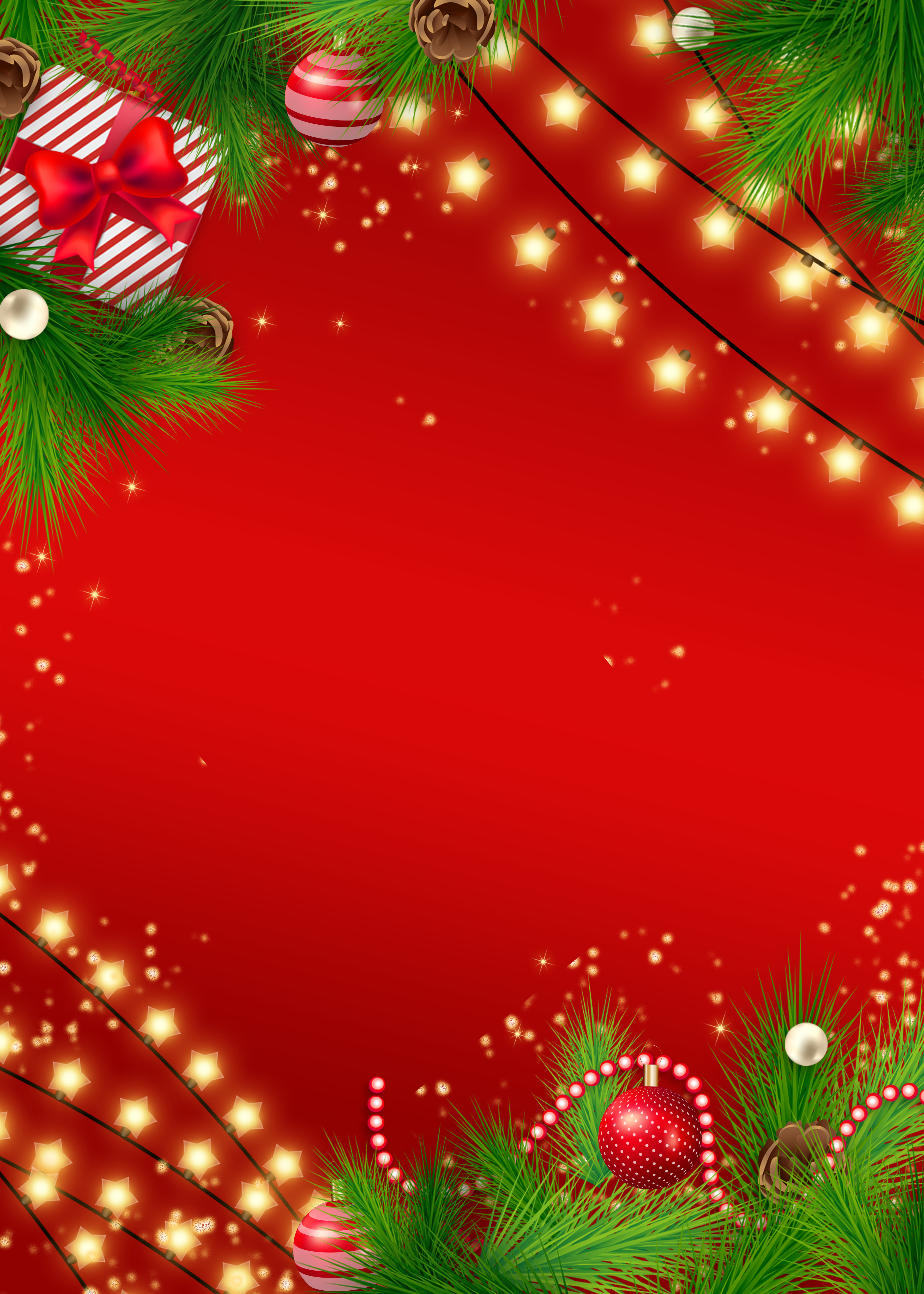 圣诞节灯串礼物红色背景图片