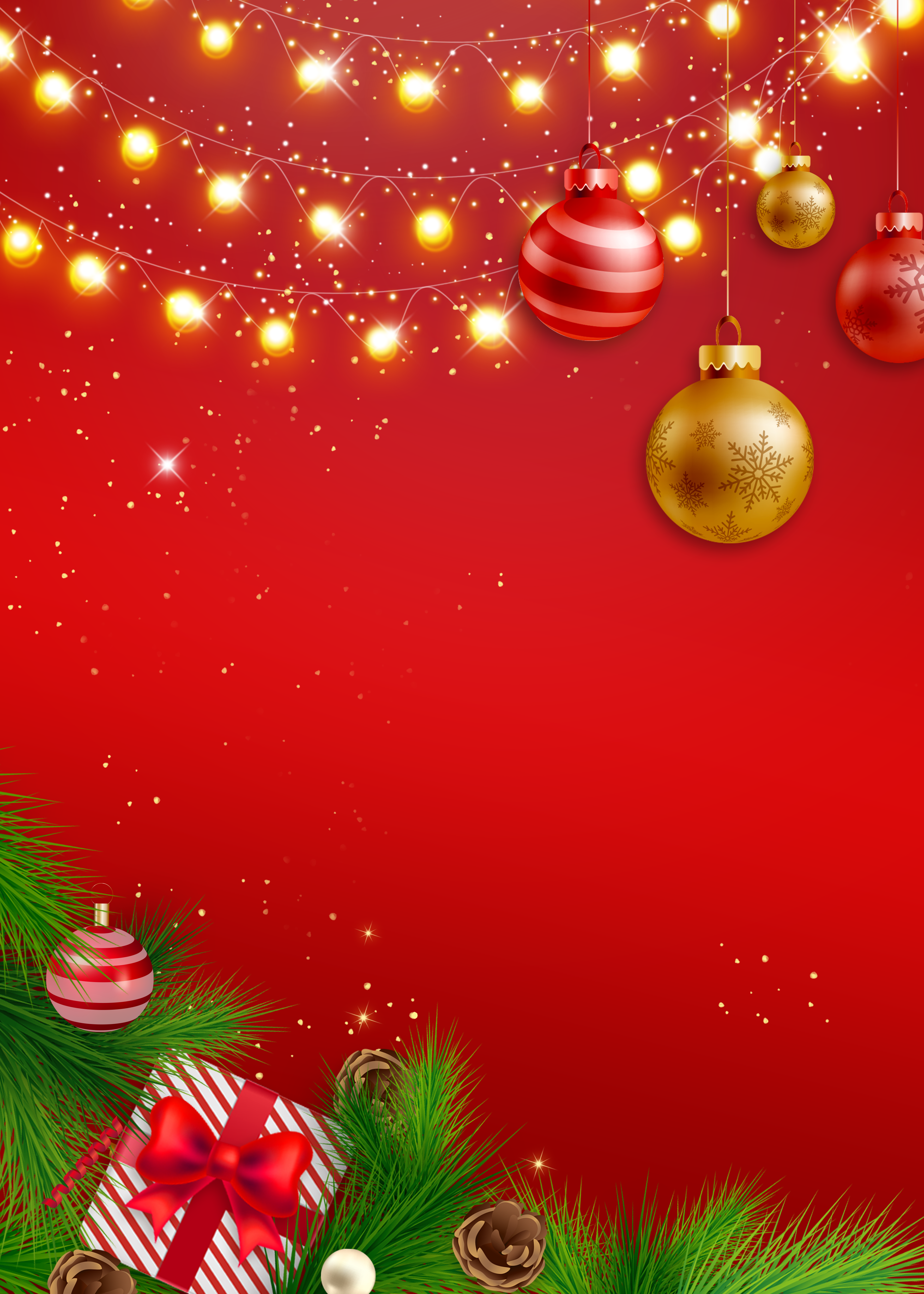 圣诞节灯串圣诞礼物红色背景图片