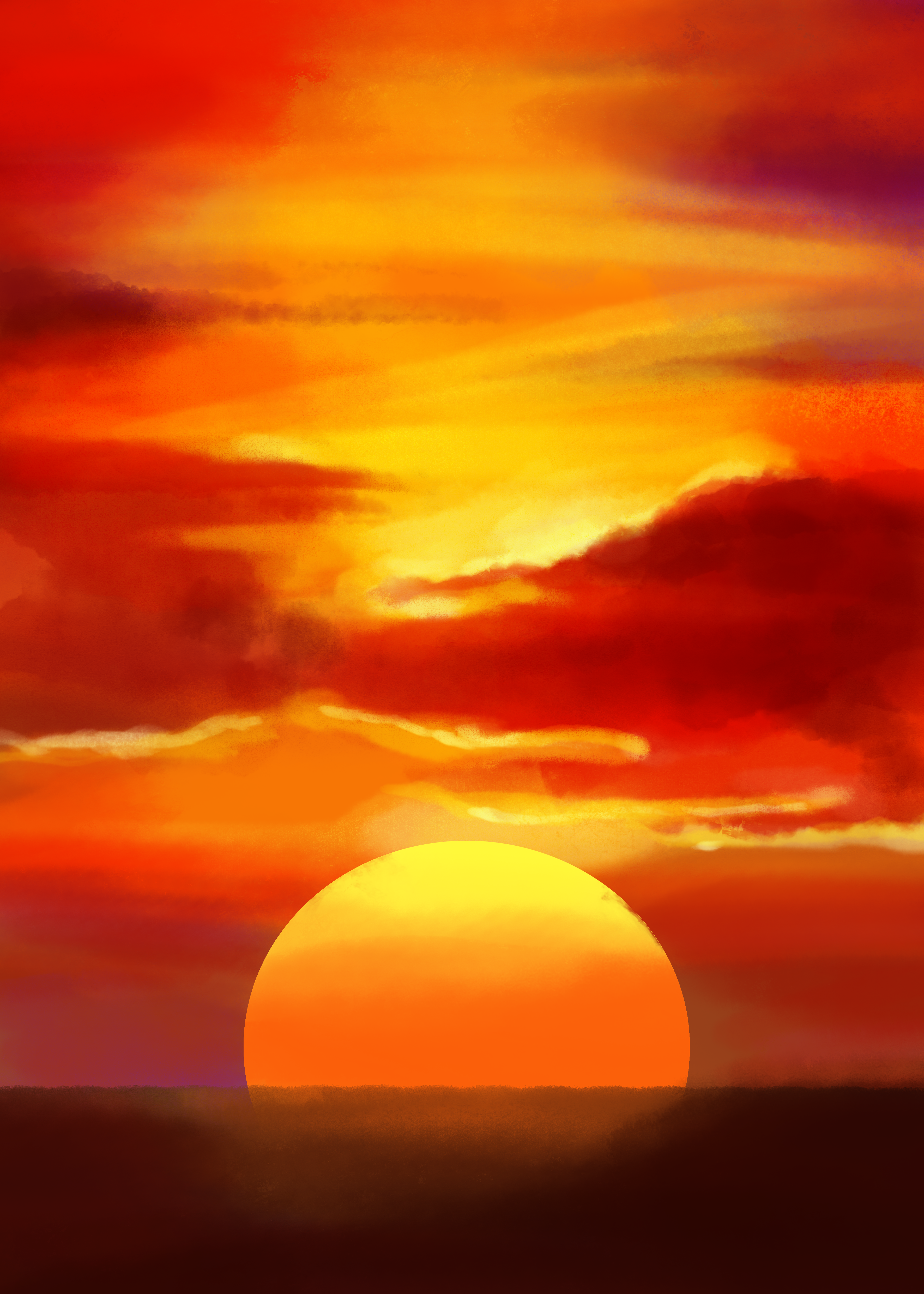 海上日出水彩背景图片