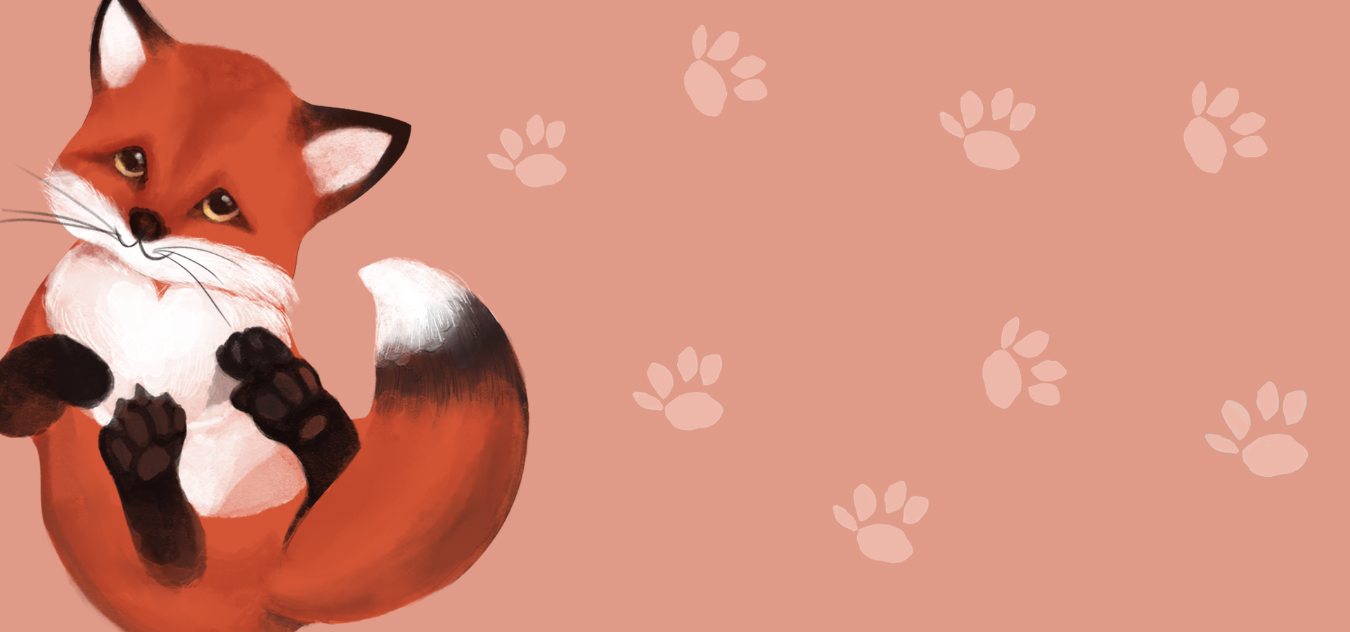 狐狸可爱动物水彩粉色背景图片