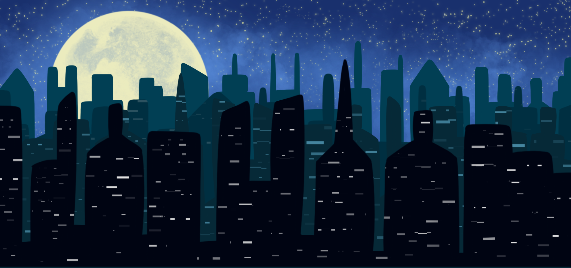 城市背景现代建筑月夜壁纸图片