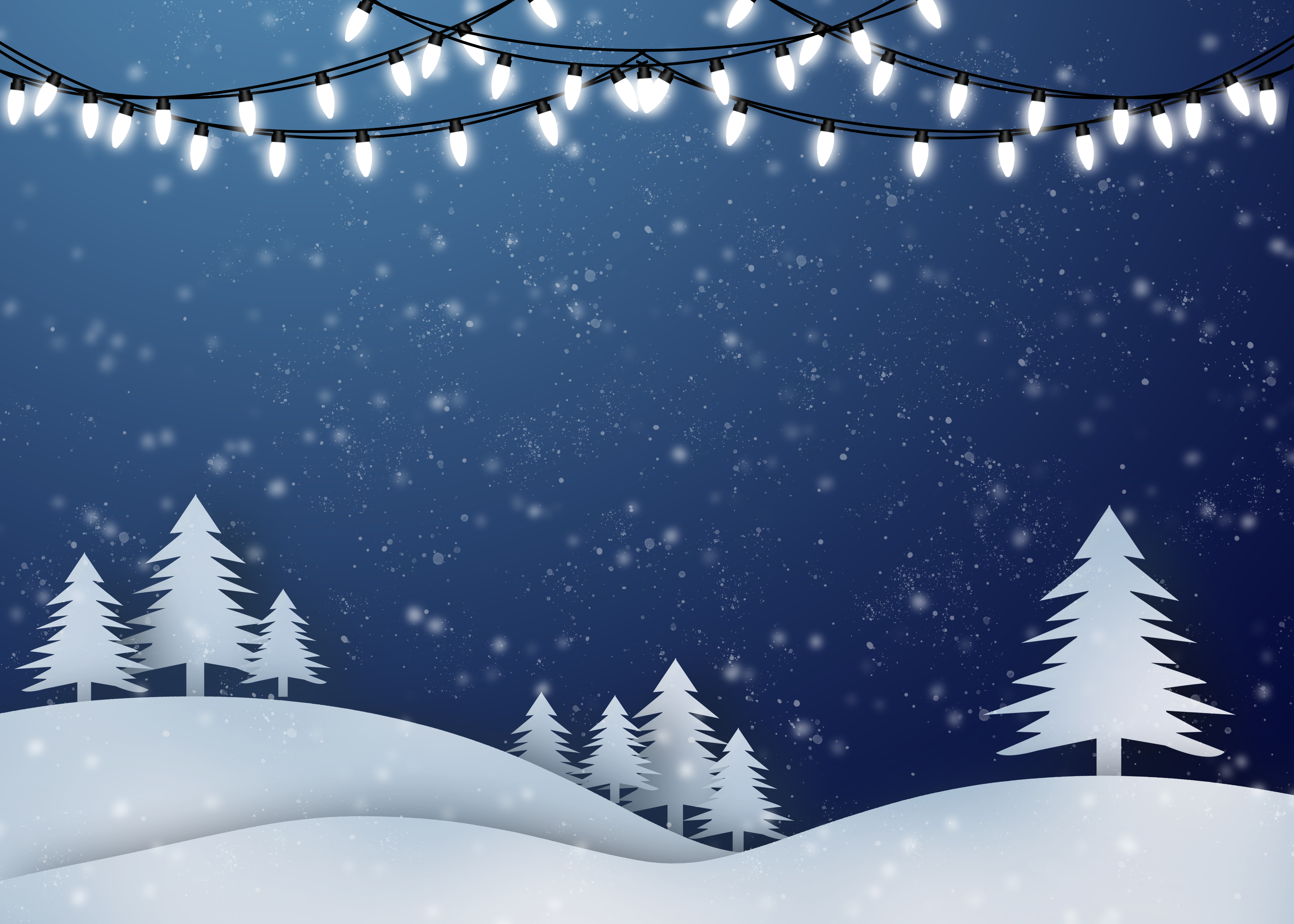 灯串白色灯球圣诞树雪花背景图片