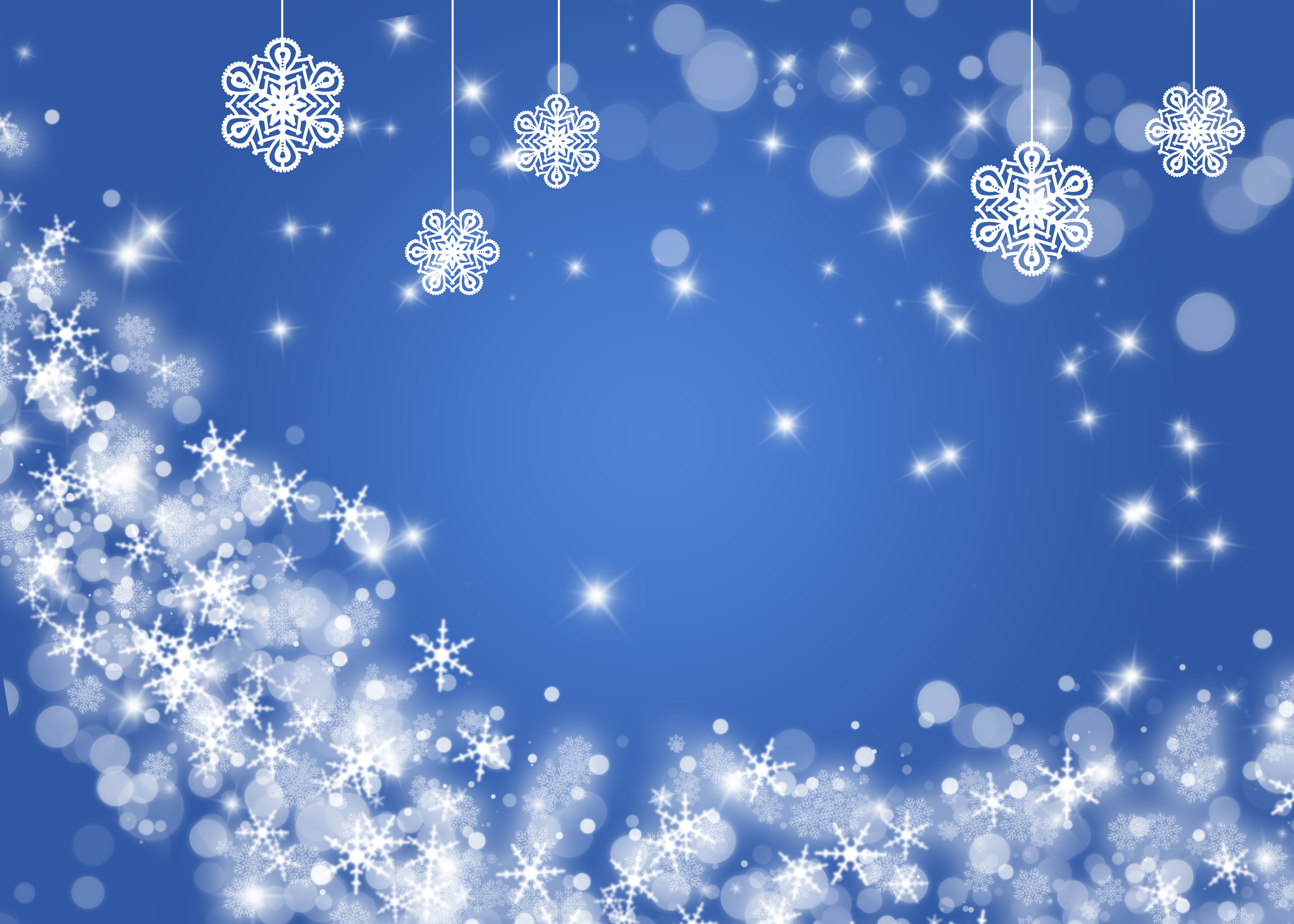 雪花雪片挂饰冬季蓝色质感背景图片