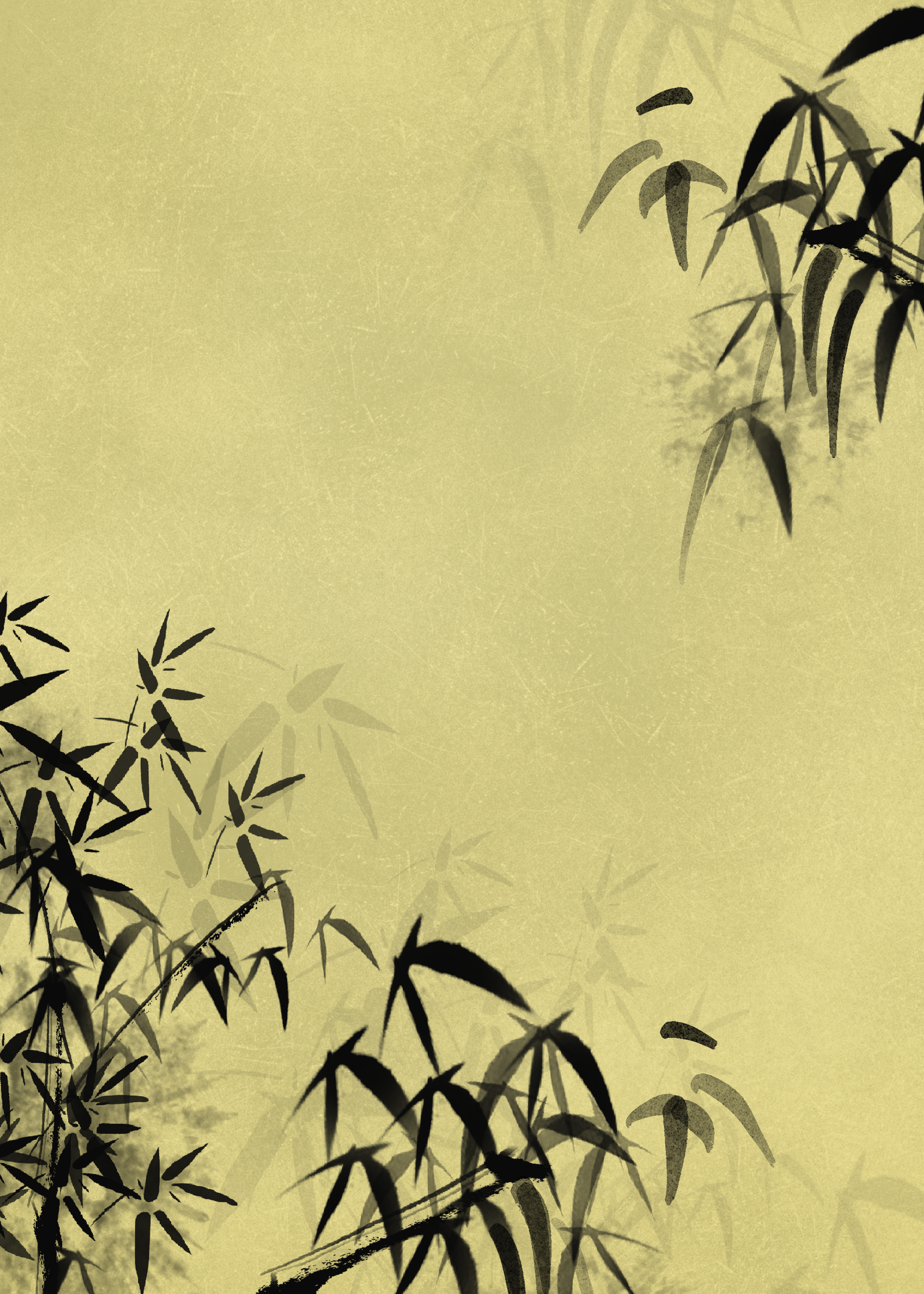 竹子抽象涂鸦水墨叶子背景图片