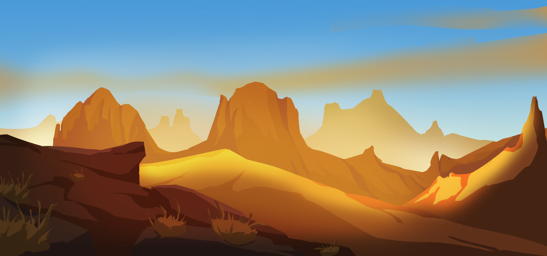 沙漠岩石卡通风格背景图片