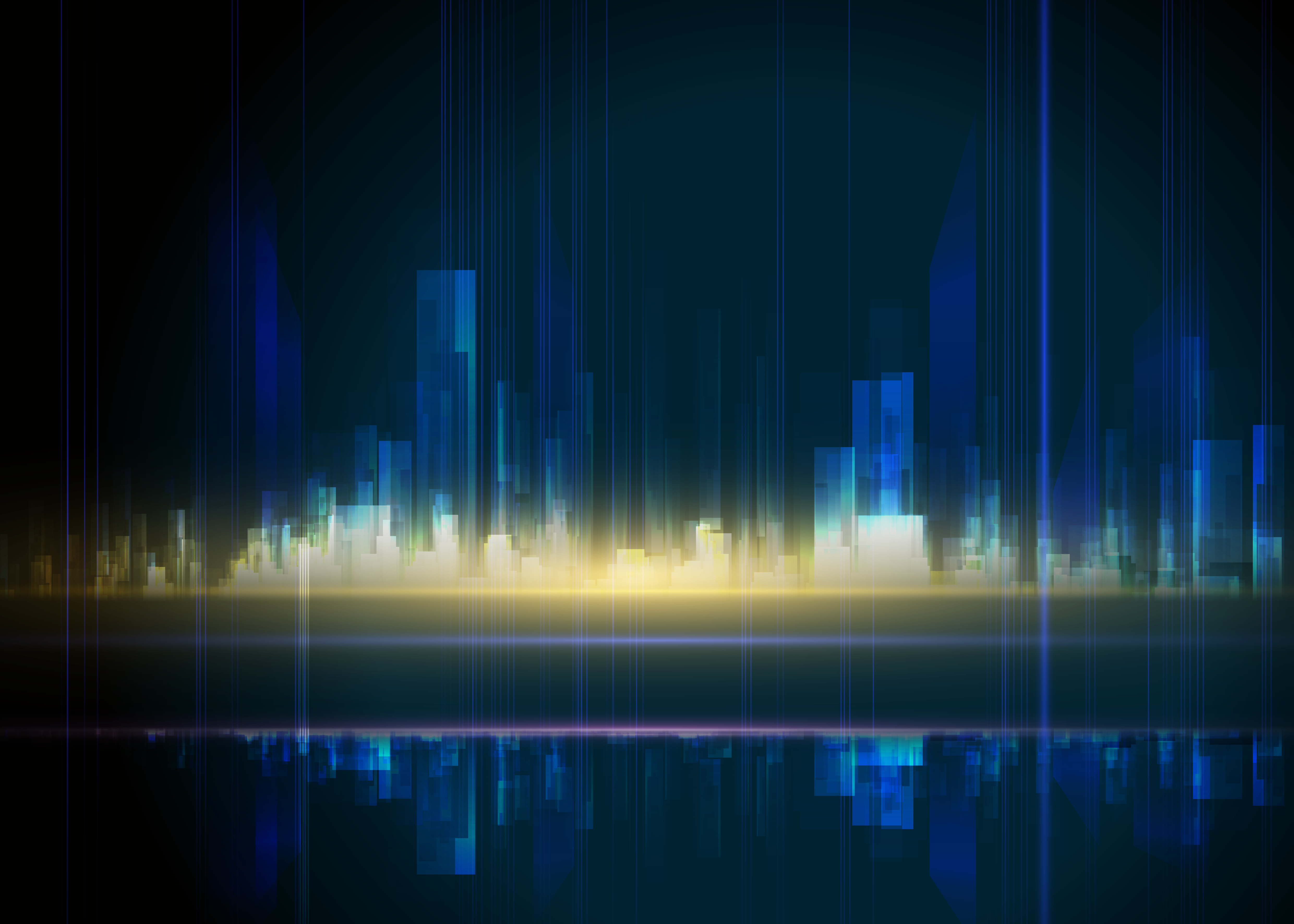 城市网络发光未来光线深蓝夜景图片