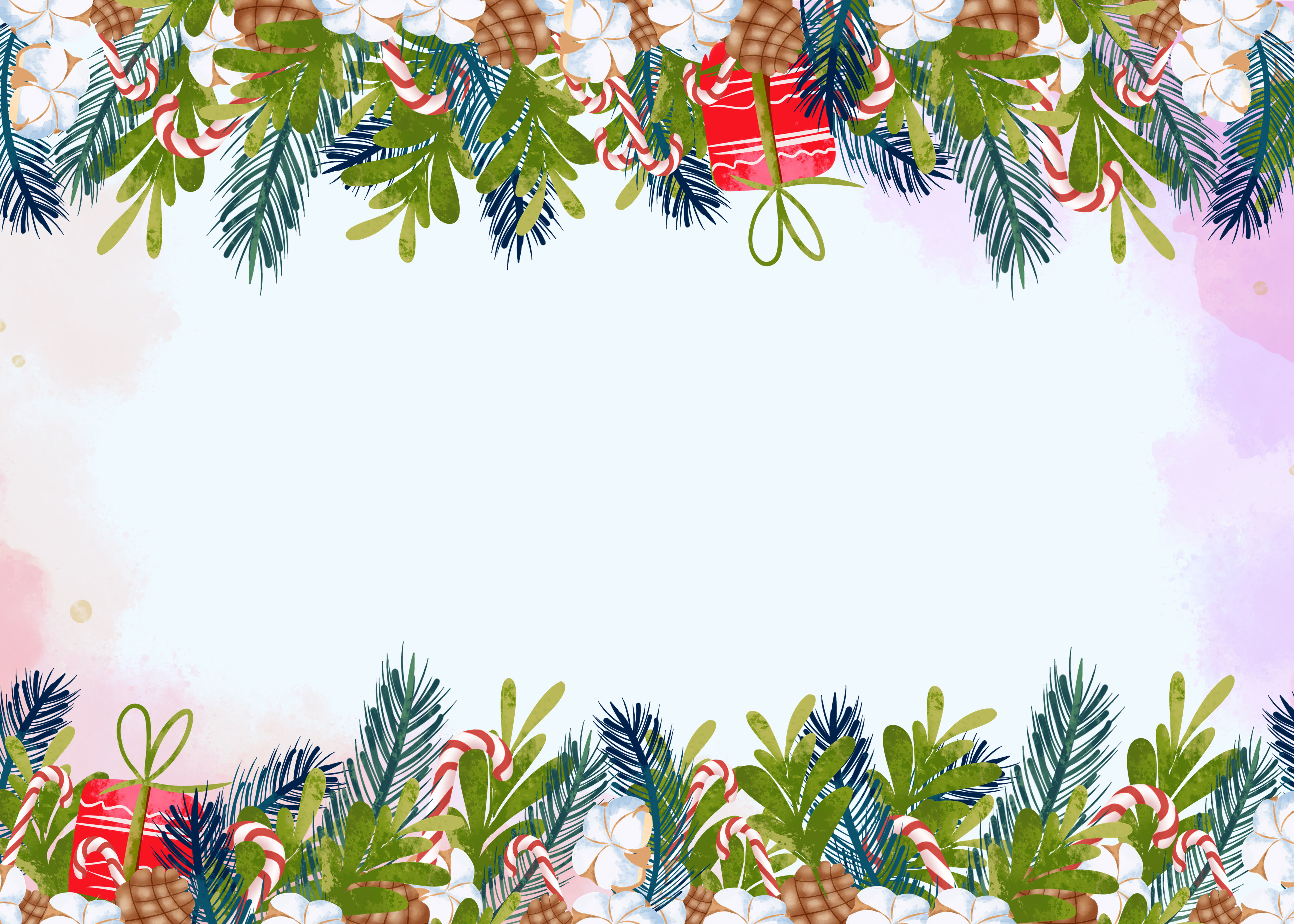 圣诞节水彩礼物边框背景图片