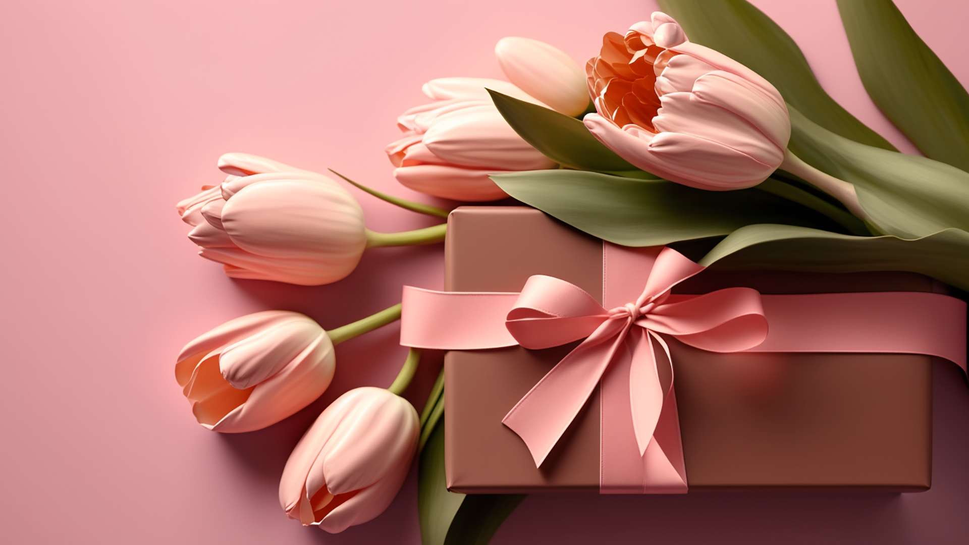 母亲节花卉礼盒粉色温馨背景图片