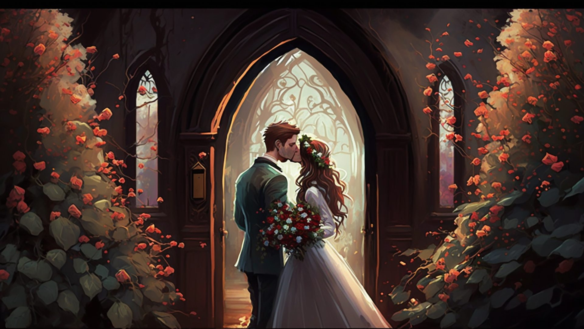 婚礼亲吻背景图片