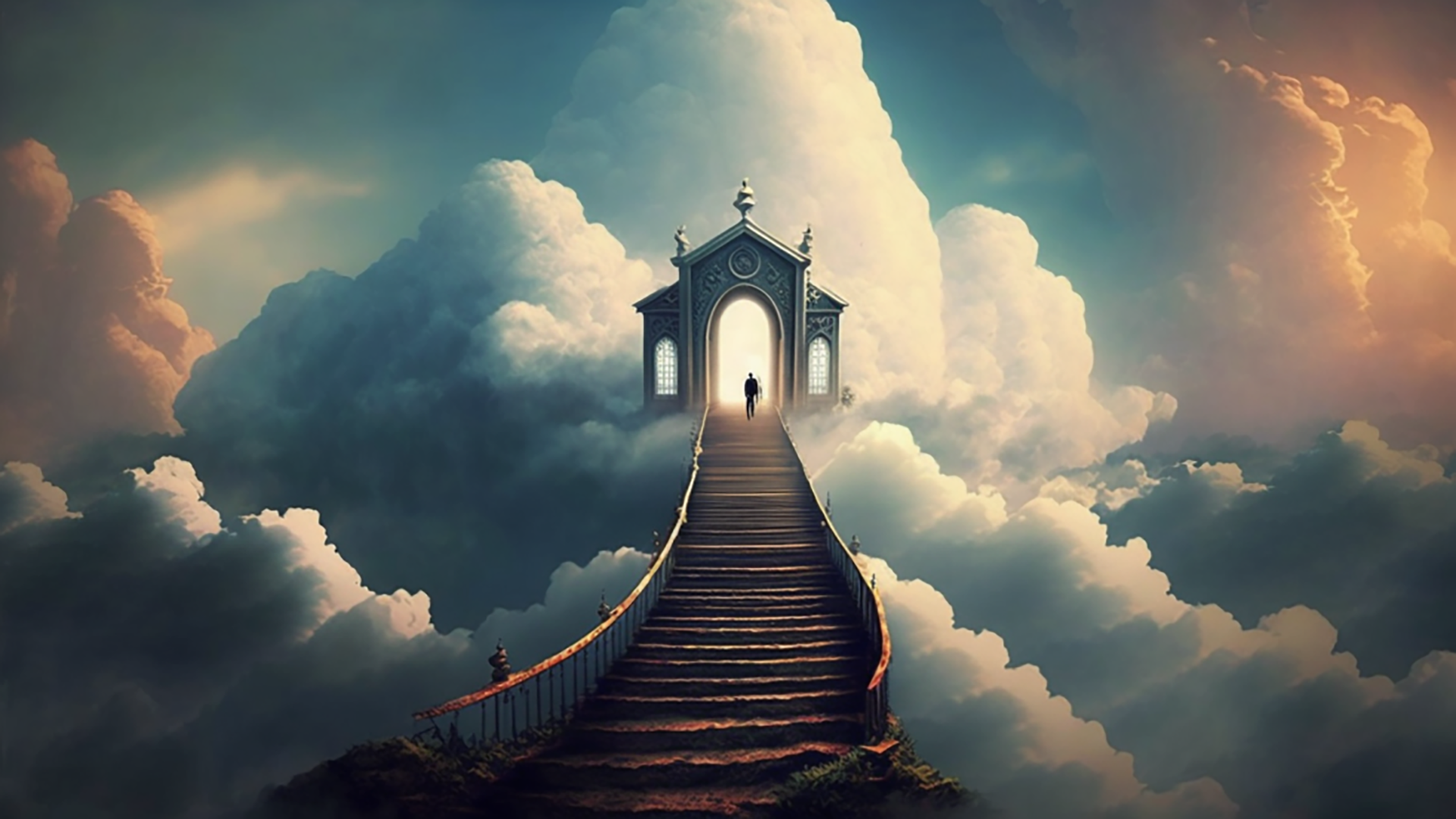 天堂云中阶梯背景图片