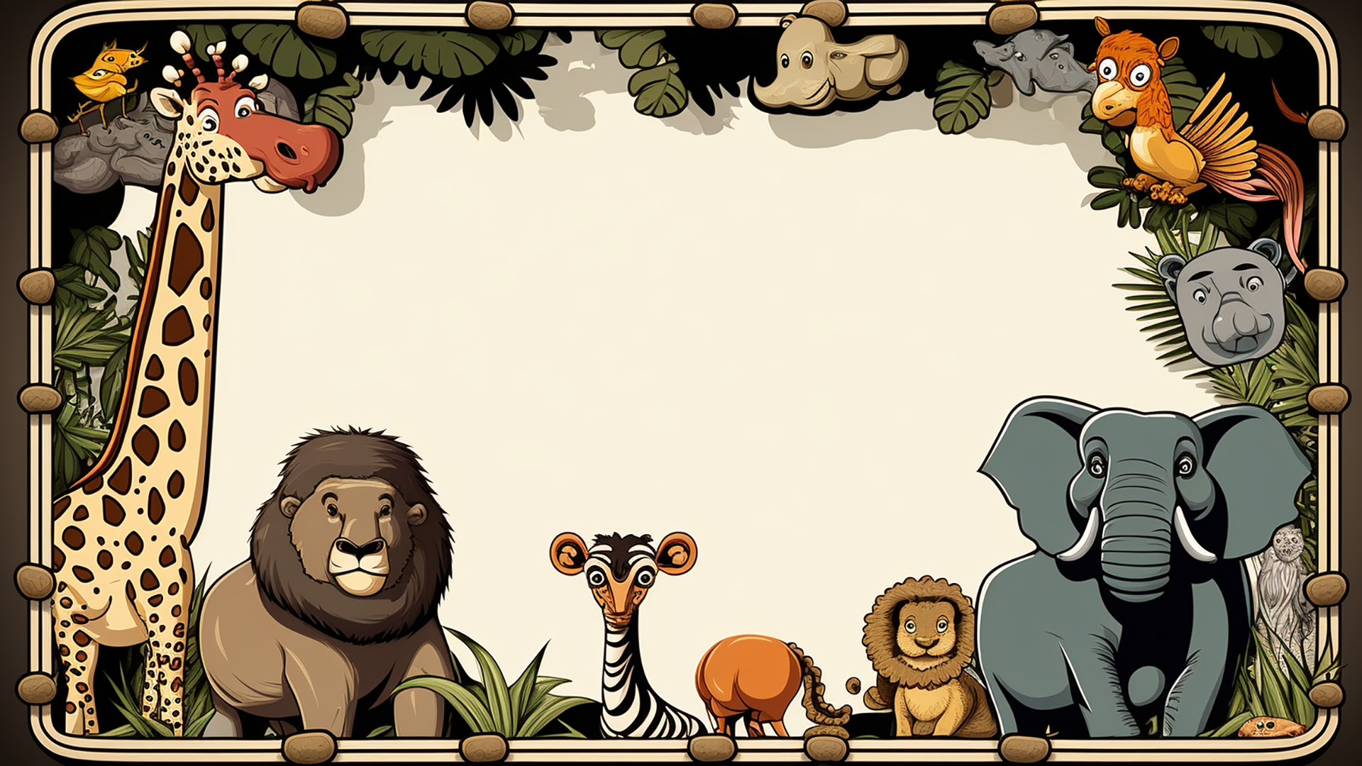 动物植物边框可爱卡通背景图片