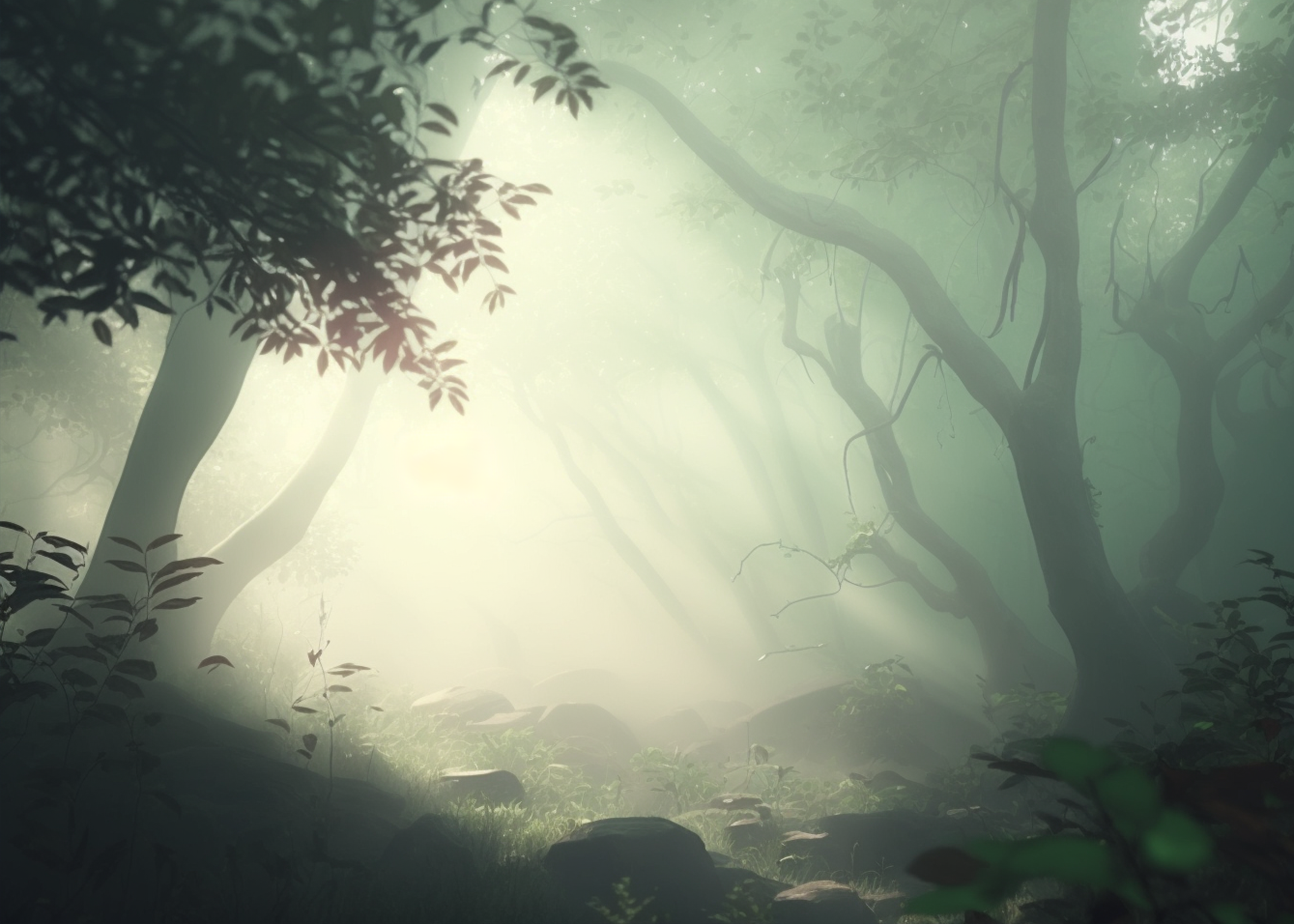 森林迷雾神秘背景图片