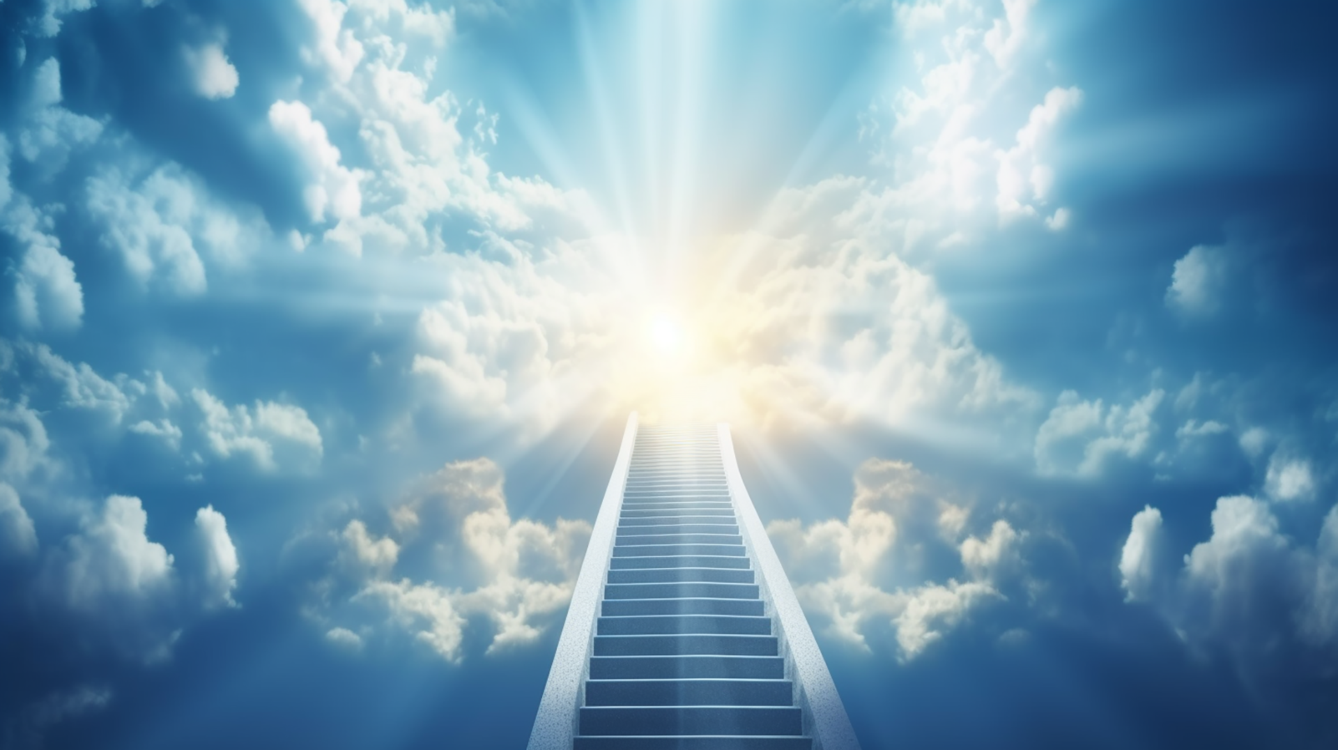 天堂阶梯天国之路蓝天白云广告背景图片