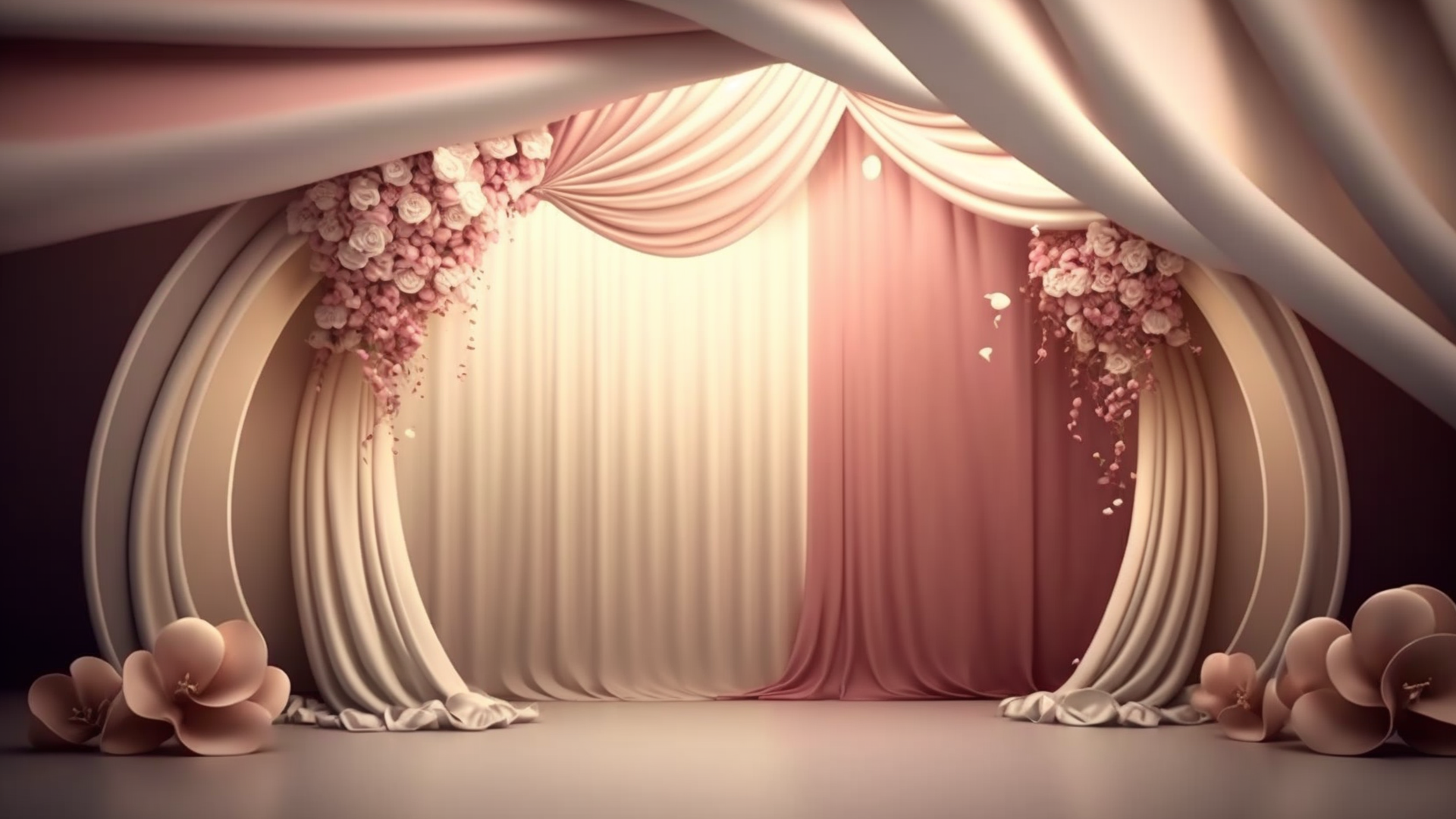 婚礼展示台花朵立体立体背景图片