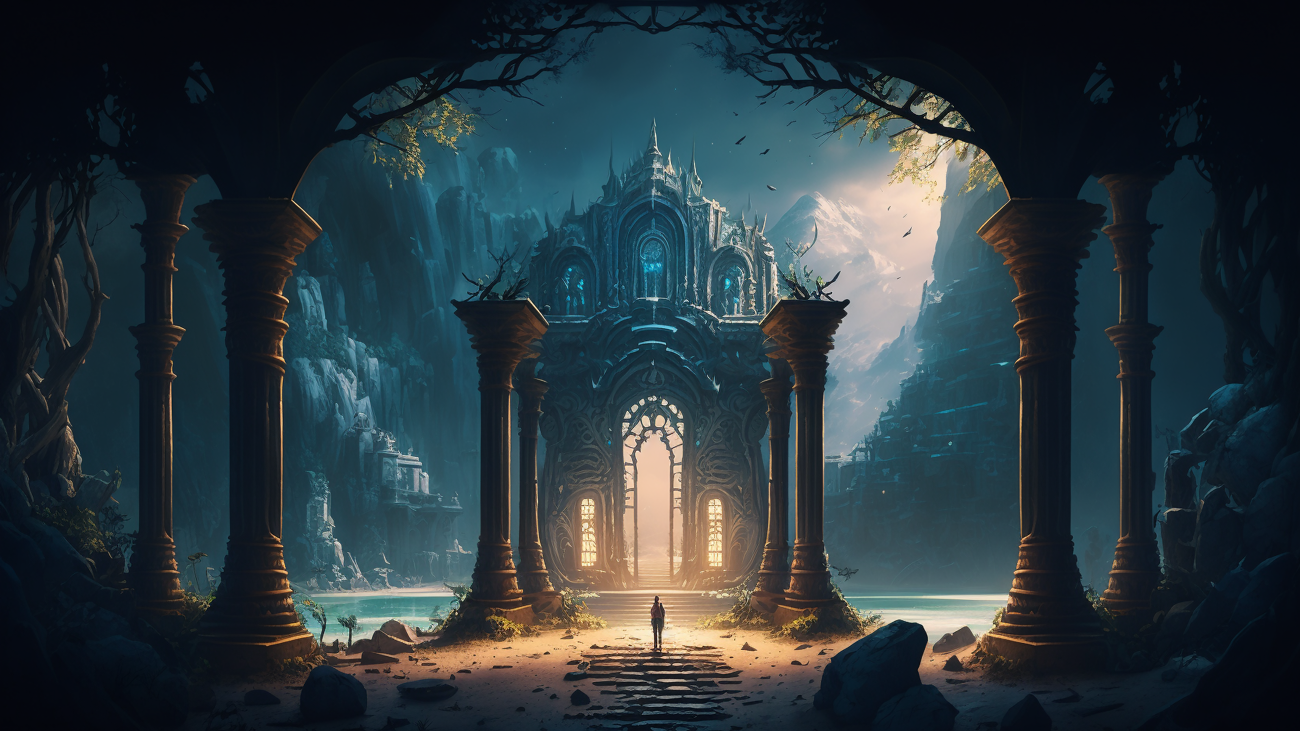 古堡游戏场景神秘梦幻背景图片