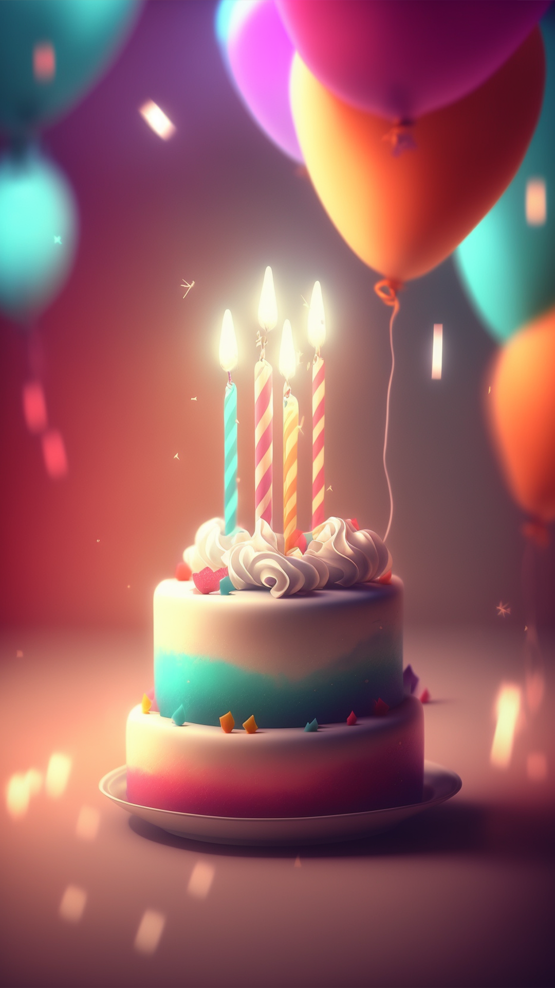 生日蛋糕蜡烛气球美丽背景图片