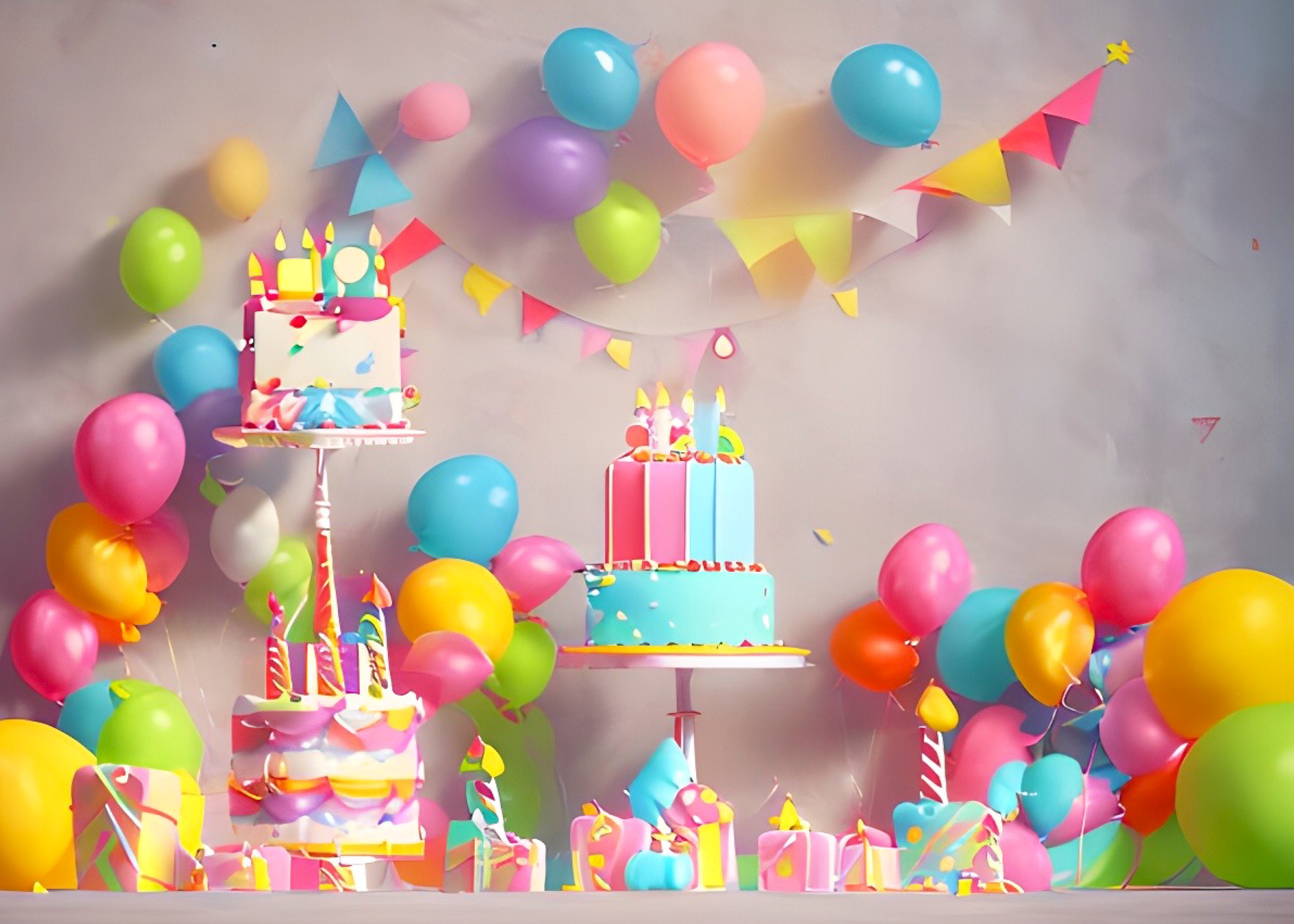 生日蛋糕气球派对背景图片