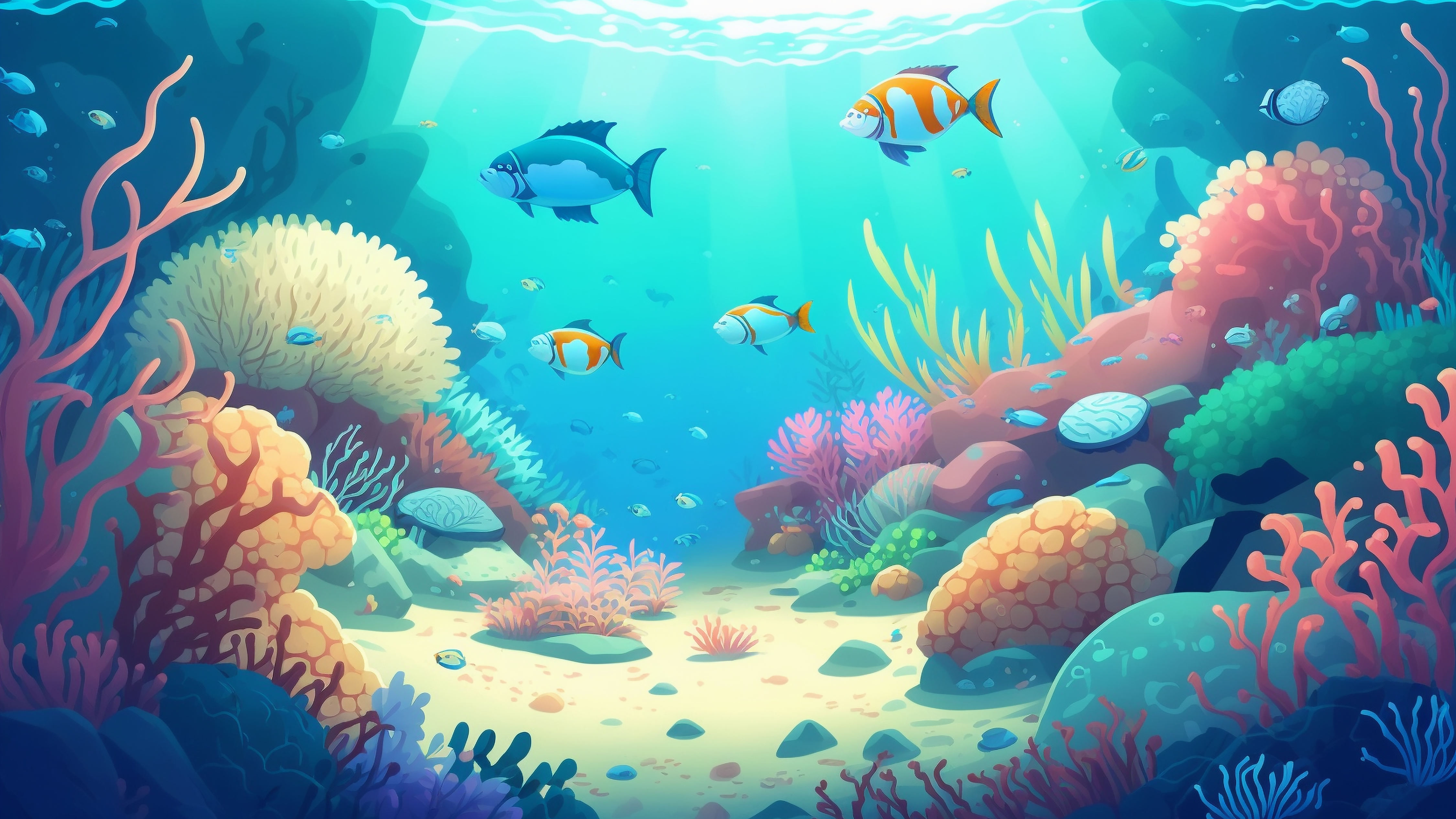 鱼类海底世界卡通插画图片