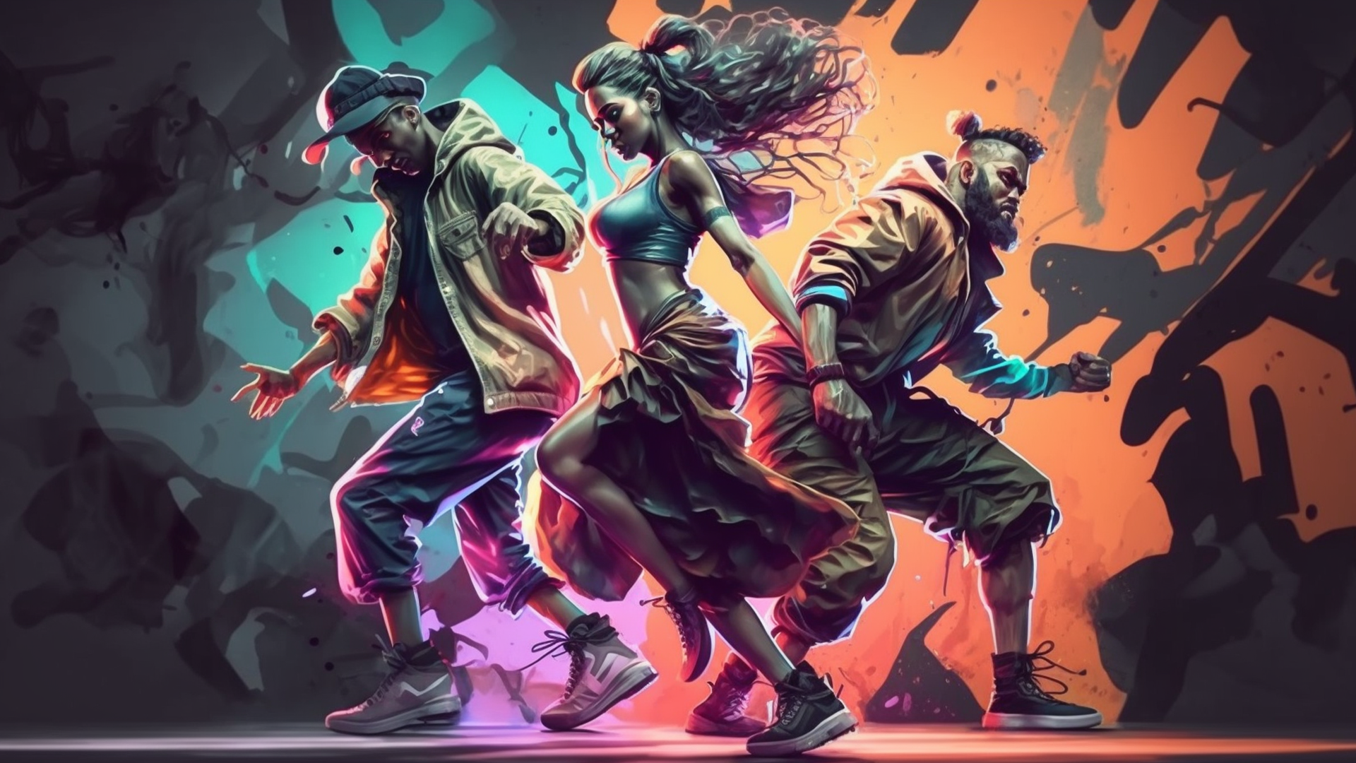 舞蹈嘻哈动感涂鸦背景图片