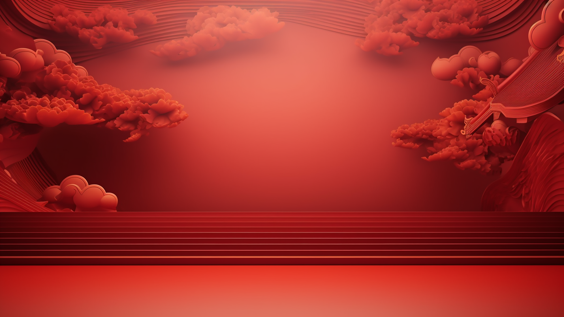 红色祥云中国风格舞台广告背景图片