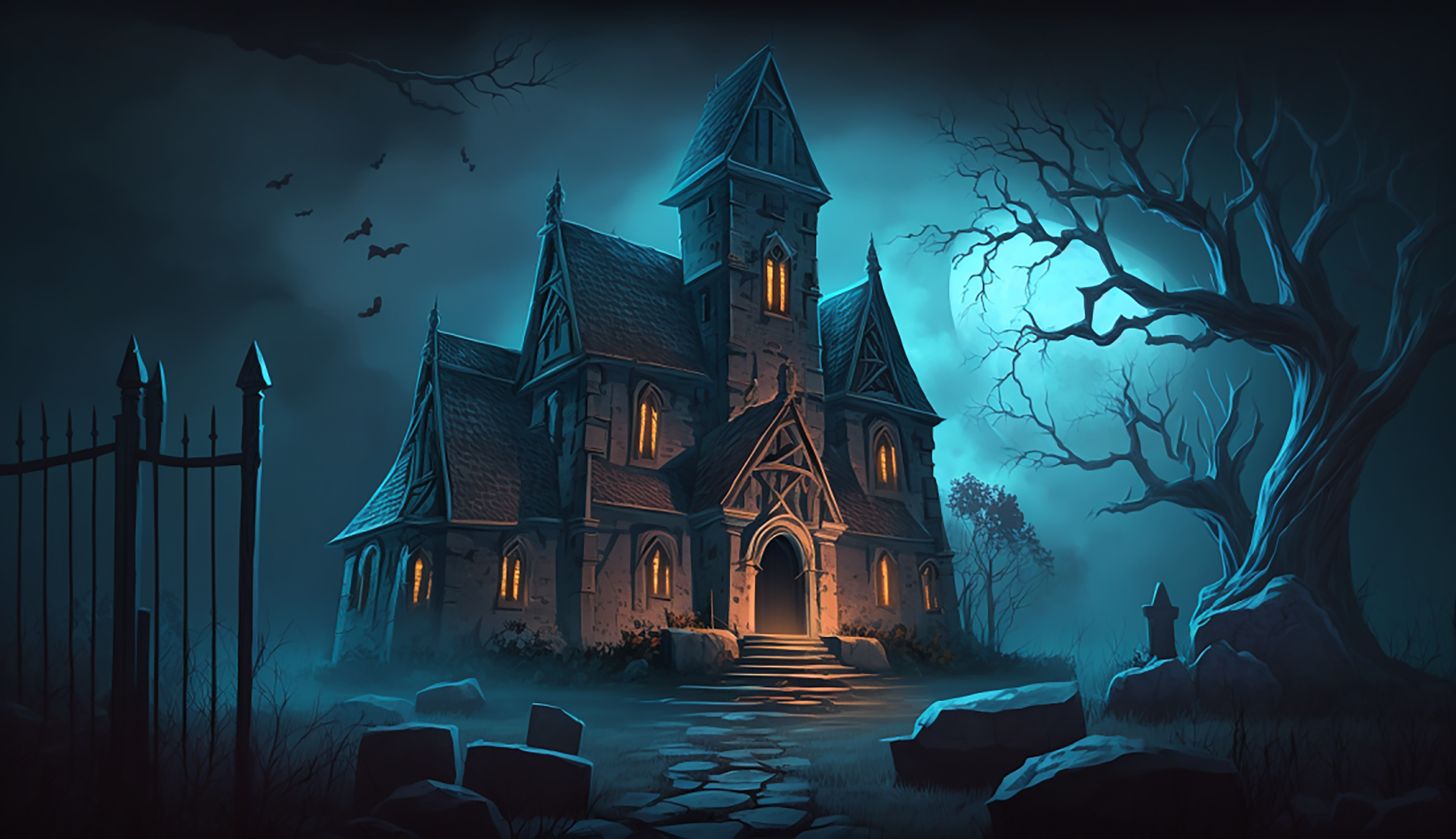 探秘游戏恐怖古堡主题背景图片