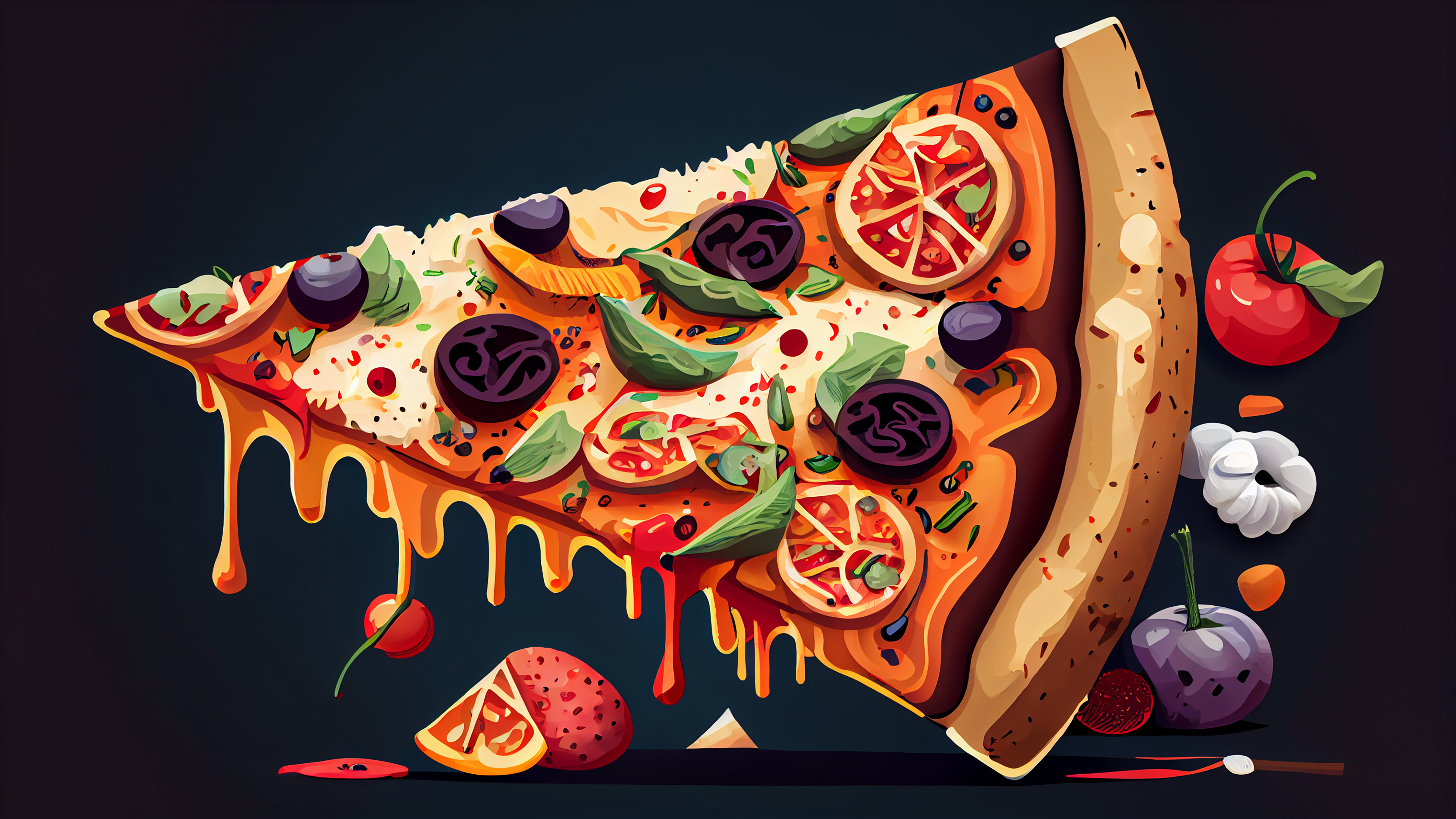 比萨切块插画背景图片