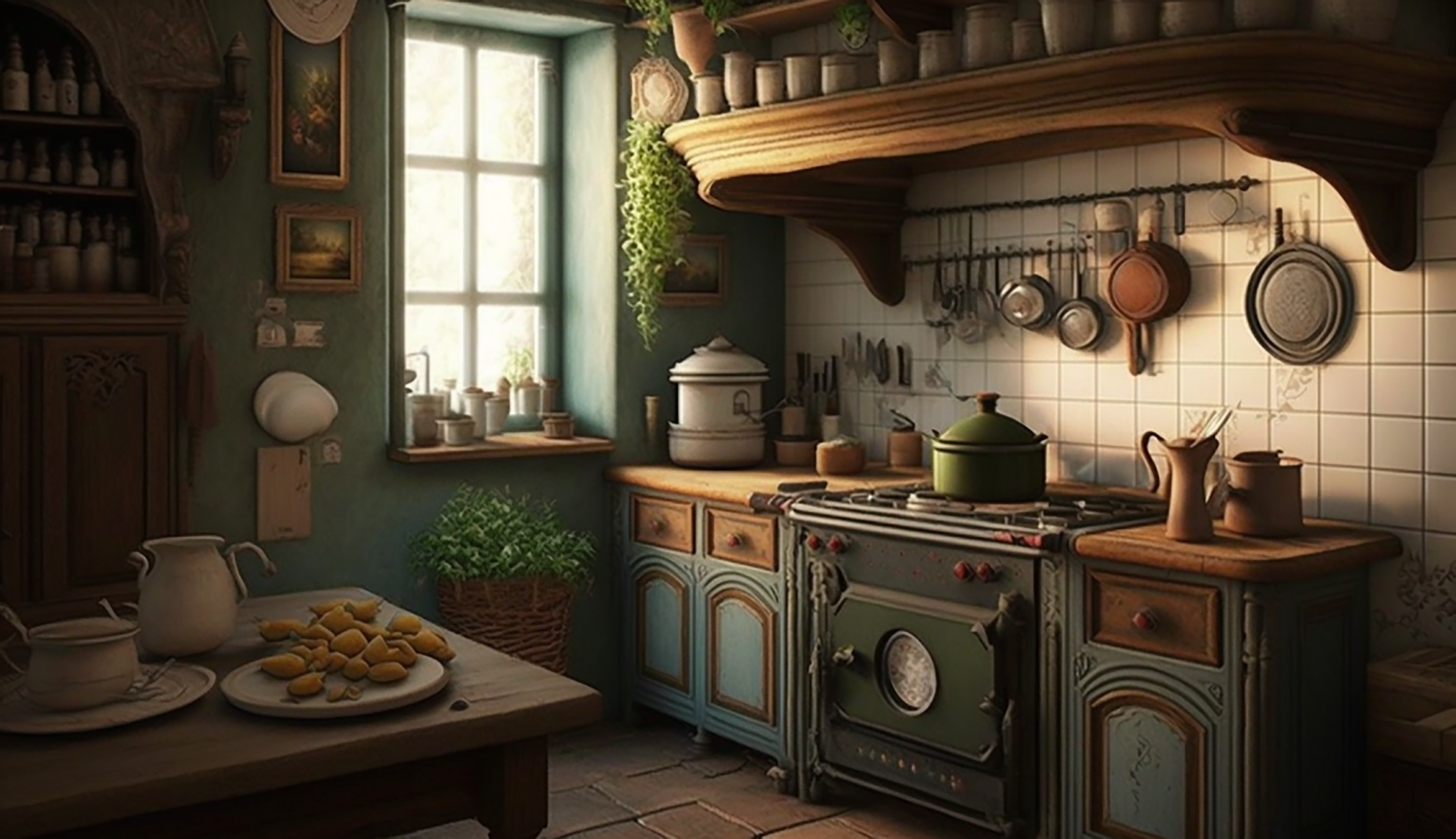 厨房欧式复古风背景图片