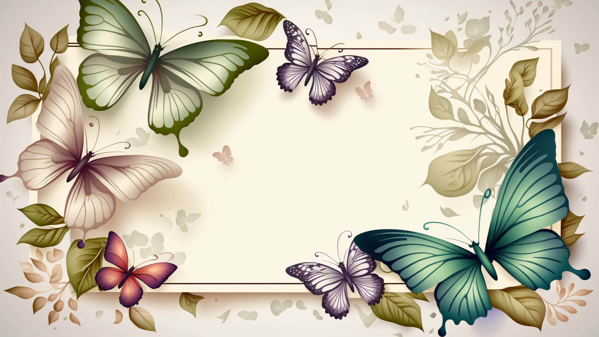 蝴蝶绿色边框背景图片