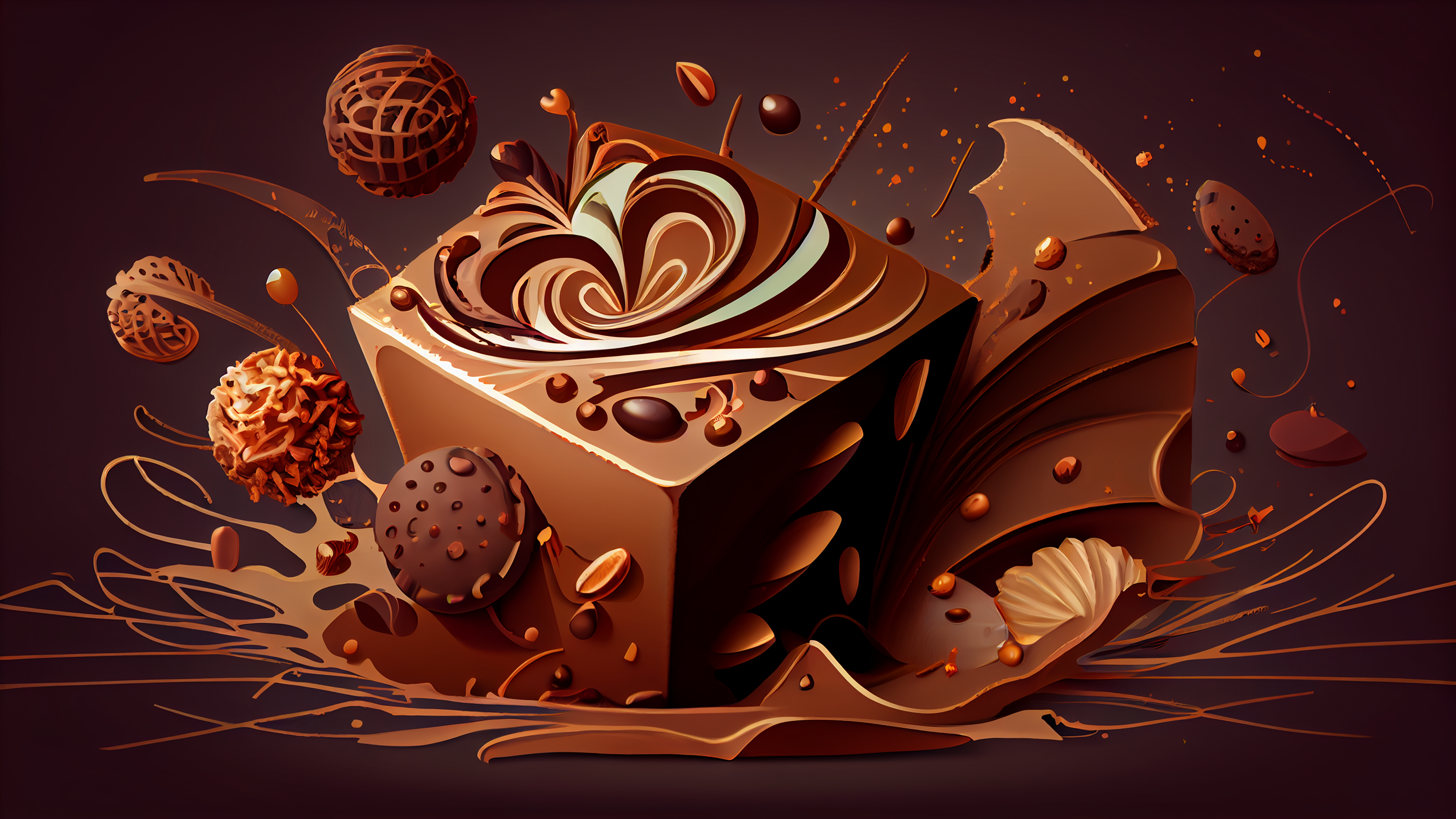 巧克力蛋糕夹心插画背景图片