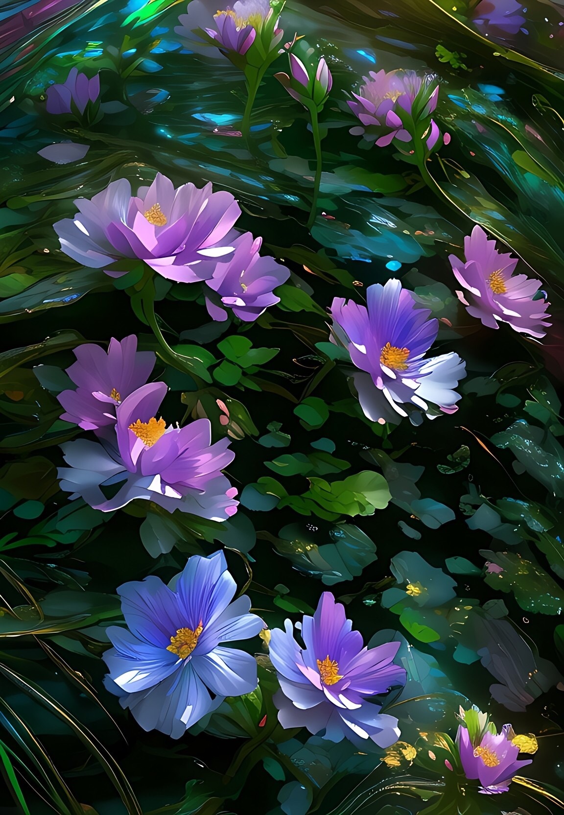 花朵蓝紫色插画图片