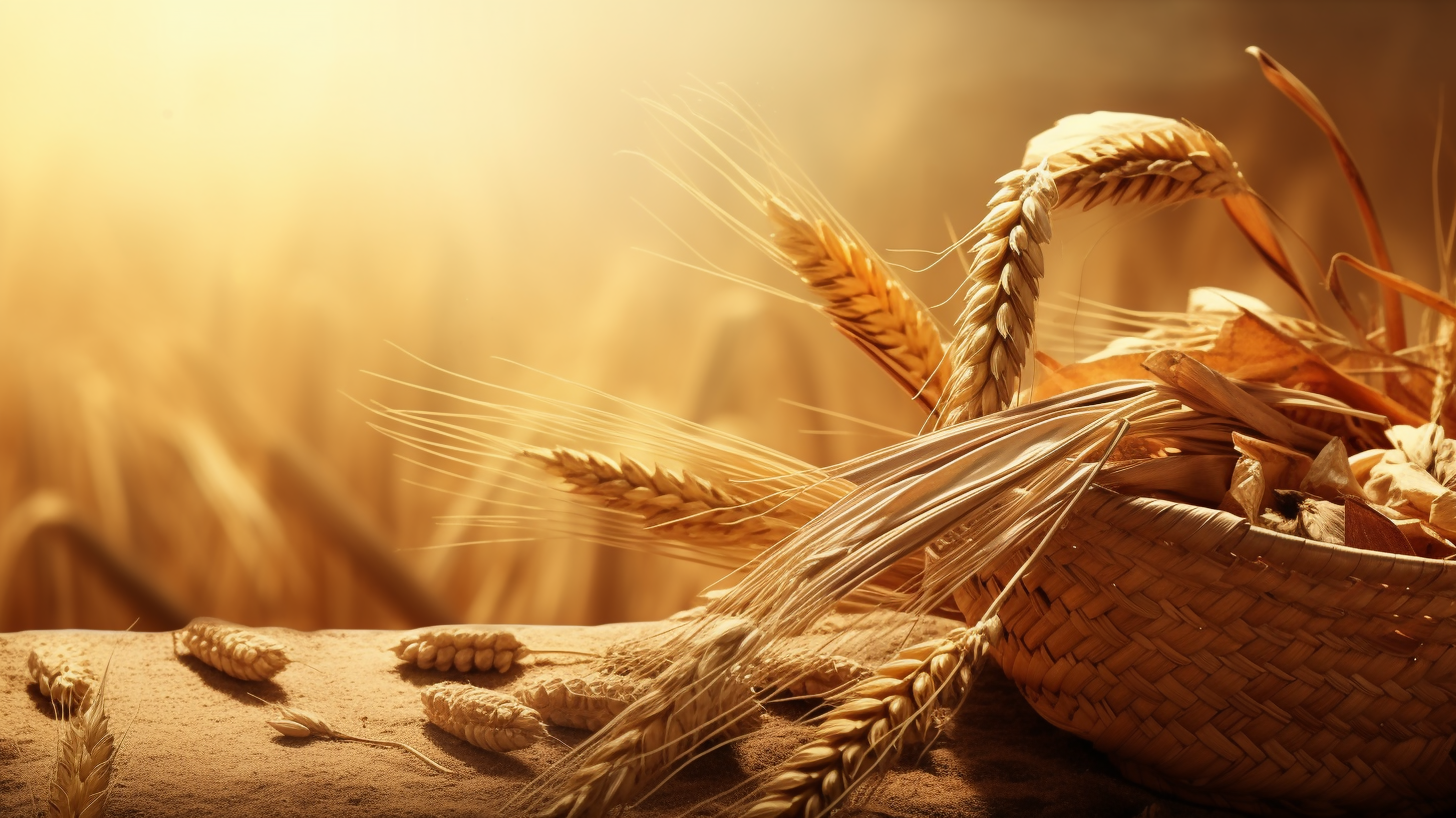 小麦丰收插画背景图片